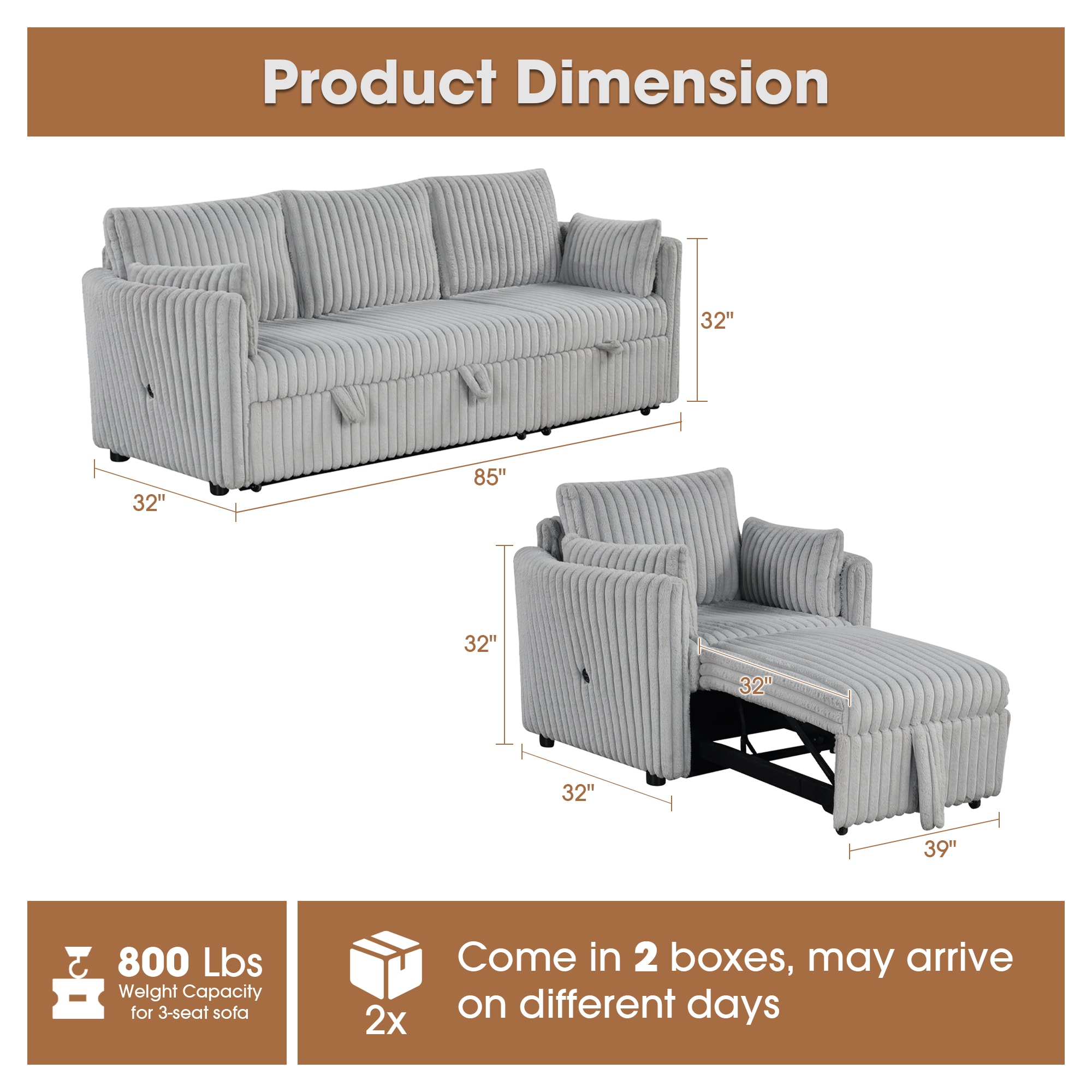 IHOMEadore MDSL64002GY-3SEAT Sofas-Loveseats - View #7