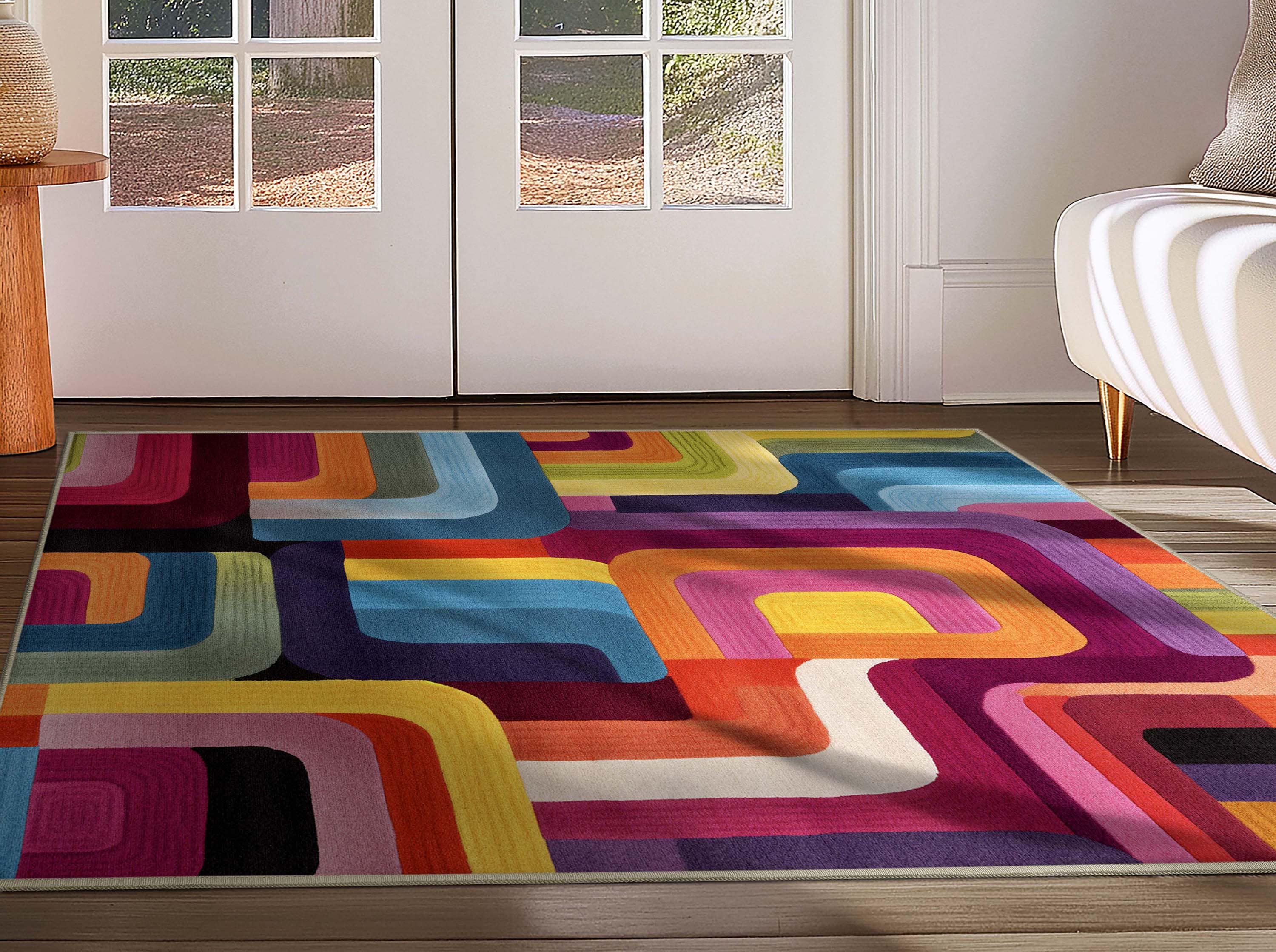 Well Woven W-AID-14A-4 Apollo 3 x 5 (ft) Polyester Multi Rectangular Indoor Abstract Mid-Century Modern Area rug