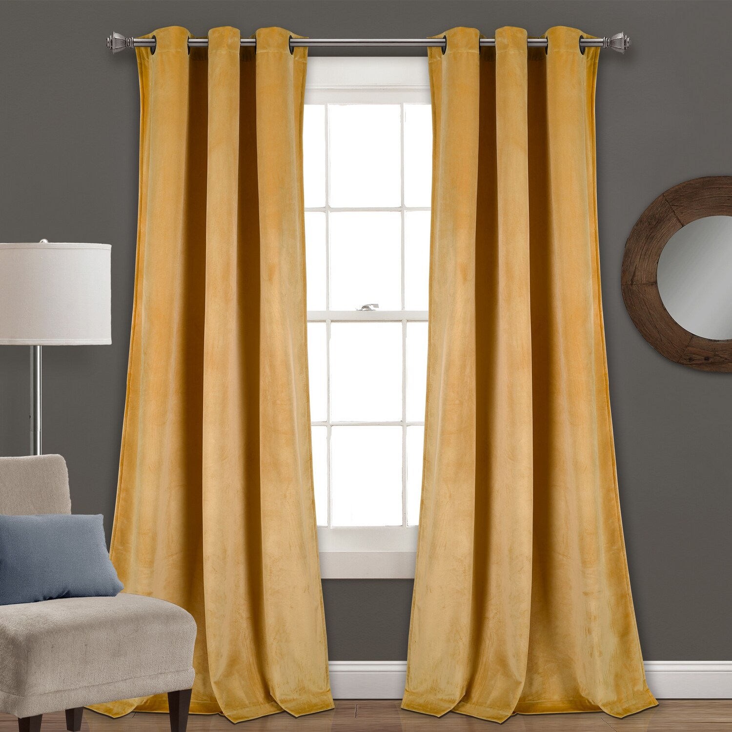 Lush Decor 16T003824 84-Inches Yellow Light filtering Grommet Curtain panel pair