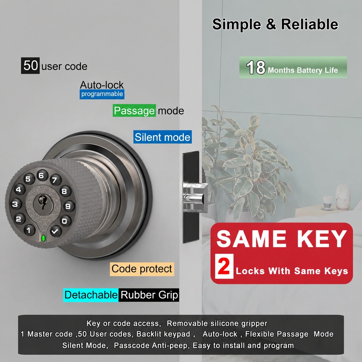 Afoxsos LAF0719F490 Electronic-Door-Locks - View #2