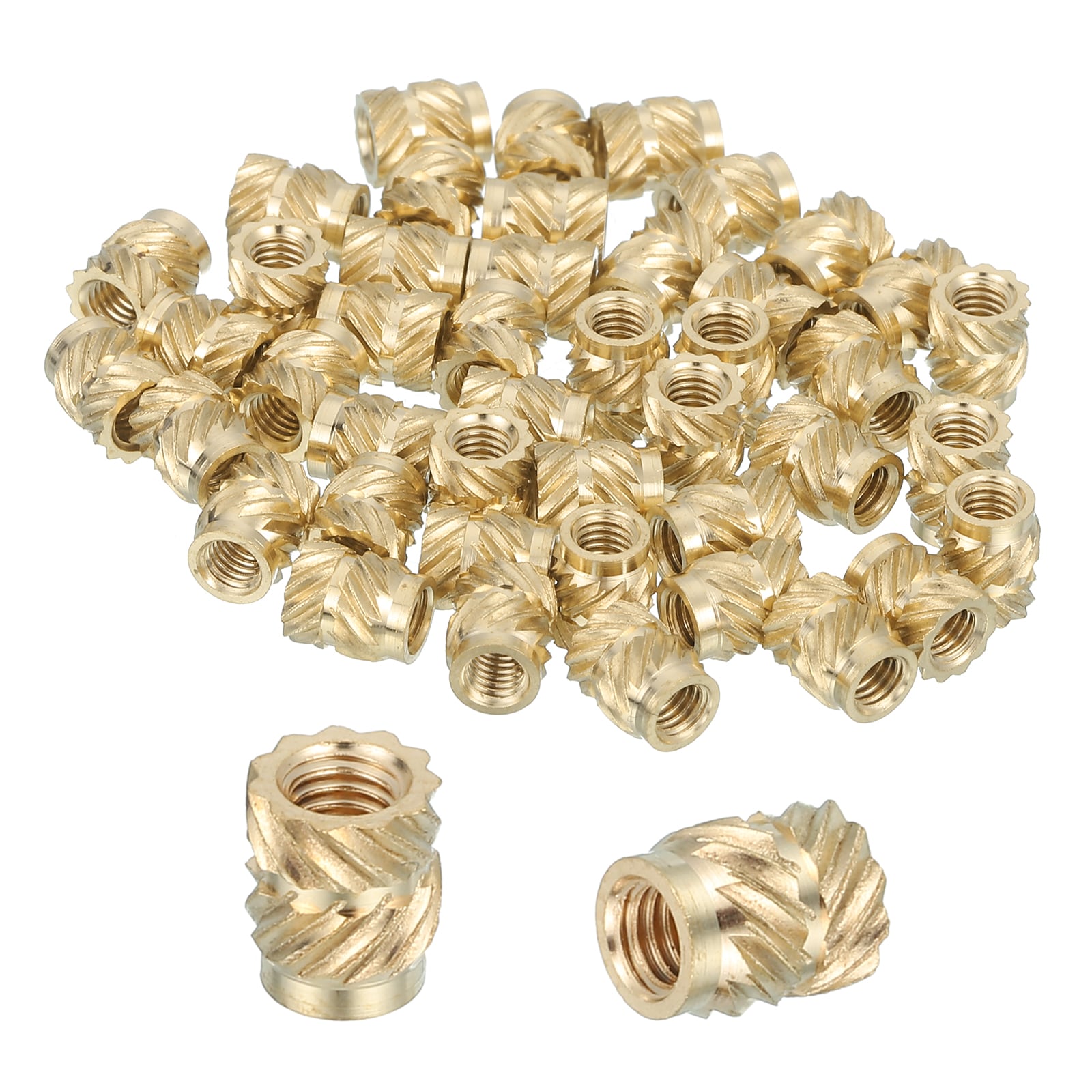 Unique Bargains 46pcs Threaded Inserts M3 Brass Heat Set Insert for 3D Printing and Plastic Material Female Knurled Insert Nuts for Laptops Electronic Products M3x5x6mm #S26090701UX5696