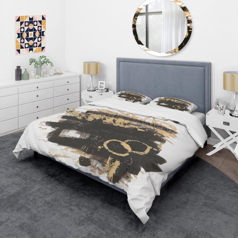 Designart BED30095-Q 3 -Piece Black Queen Duvet cover Set