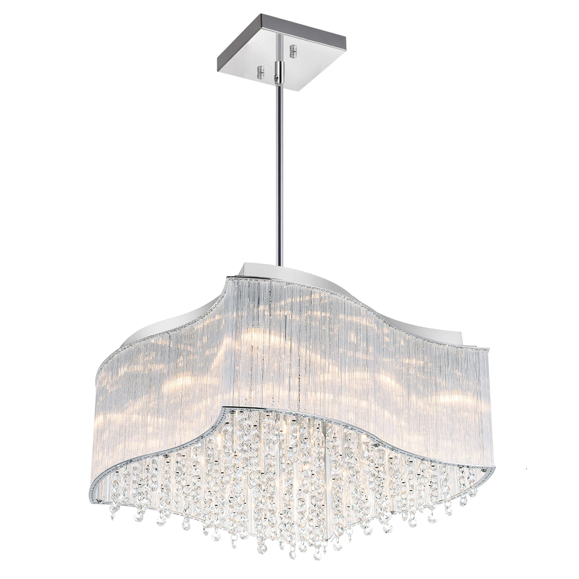 Elsa Chrome Mini Drum Shade Chandelier with Crystal Beads