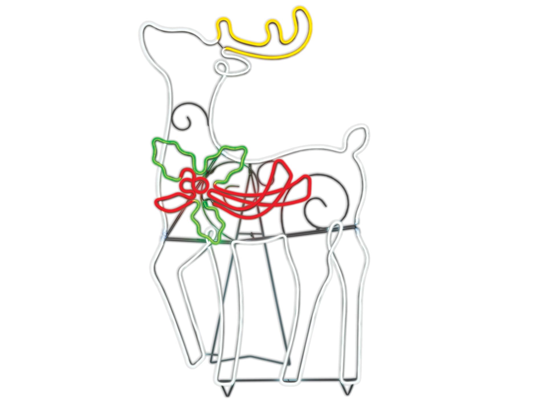 GE 48-in Reindeer Free Standing Decoration with Multicolor LED Lights ...