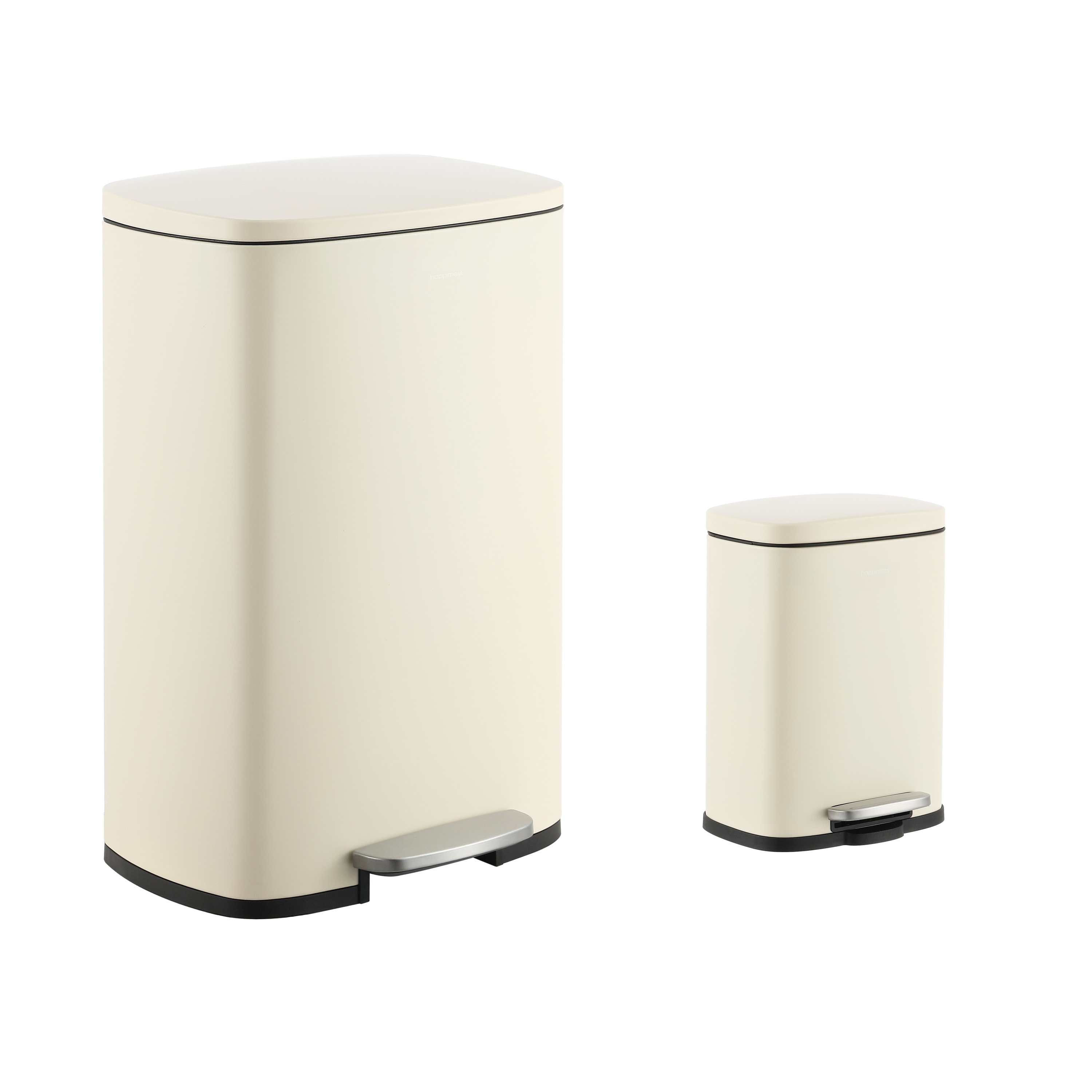 happimess HPM1006F 13.2 Gallon Limestone Beige Metal Indoor Kitchen Step Trash Can