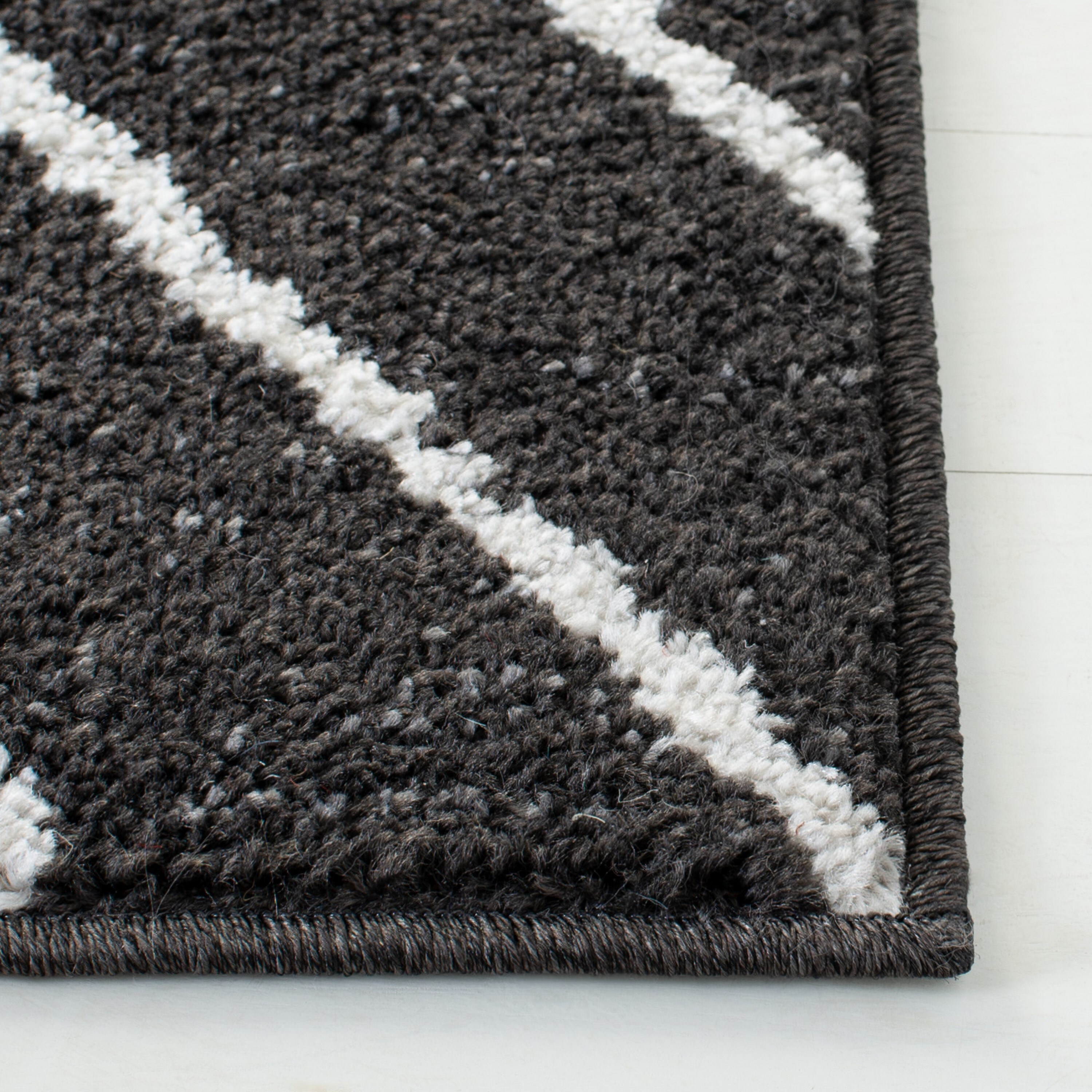 Brown and Ivory Geometric Hand-Knotted Runner Rug