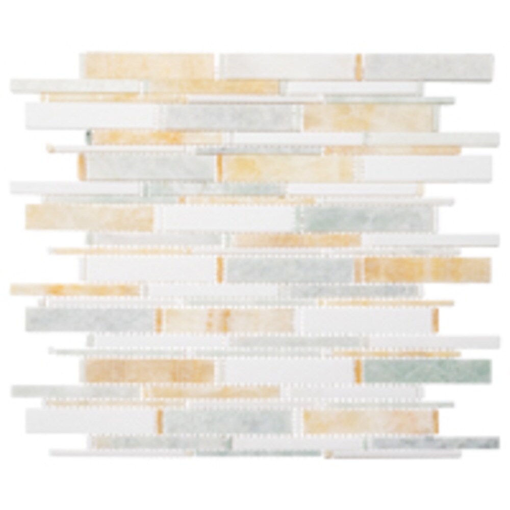 Knoll Orange and White Marble Mosaic Tile