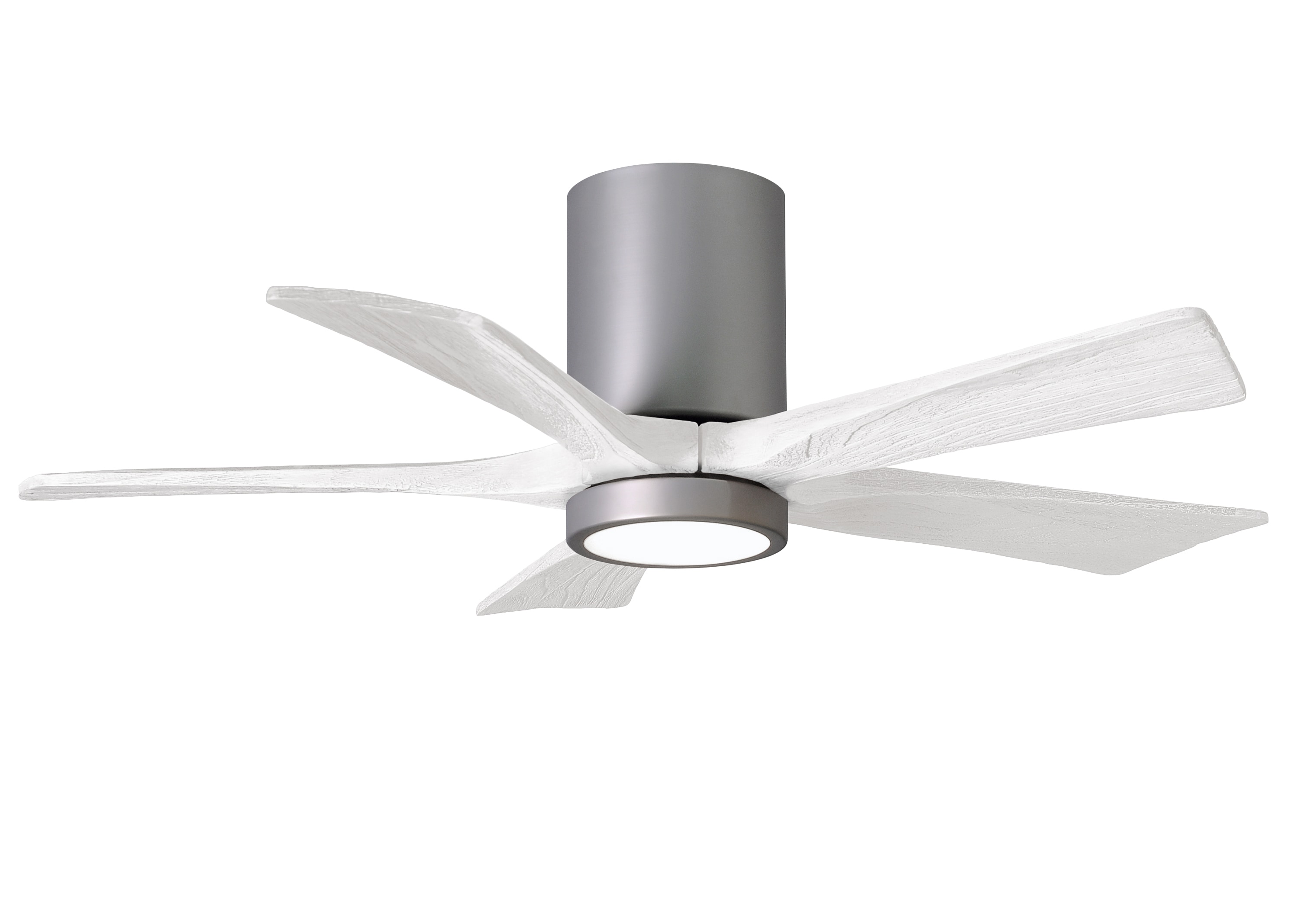 Matthews Fan Company IR5HLK-BN-MWH-42 Irene-5HLK 42-in Color-Changing Integrated LED Outdoor Flush Mount Brushed Nickel with Matte White Blades Ceiling Fan With Light - Remote Included ( 5 -Blade )