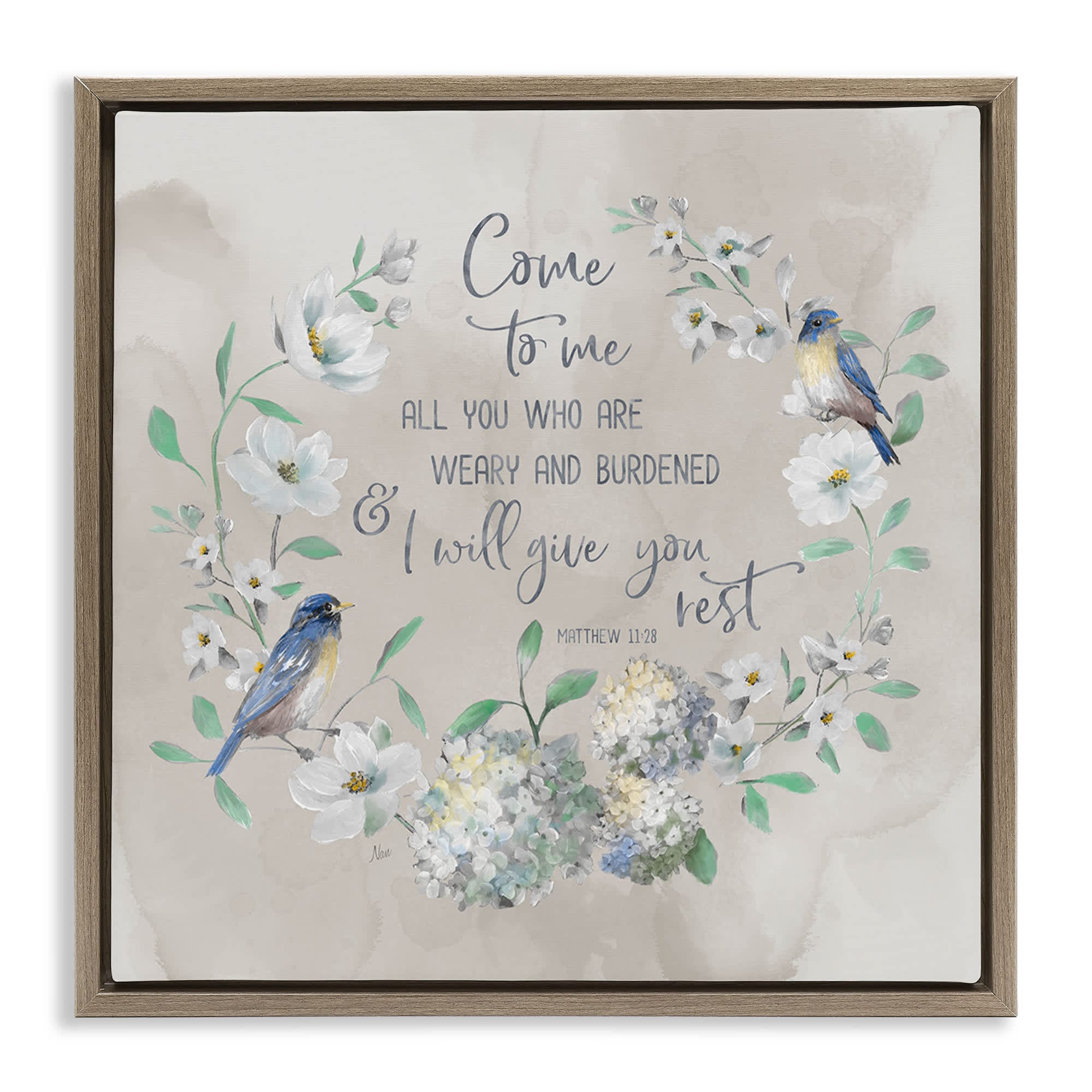 Stupell Industries BS-224-FFE-17X17 Comforting Proverb and Wreath Brown Framed Floater Canvas Wall Art By Nan 18 x 18