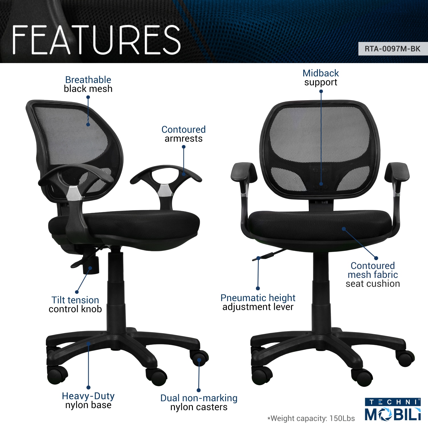 Streamdale Furniture RTA-0097M-BK Office-Chairs - View #3