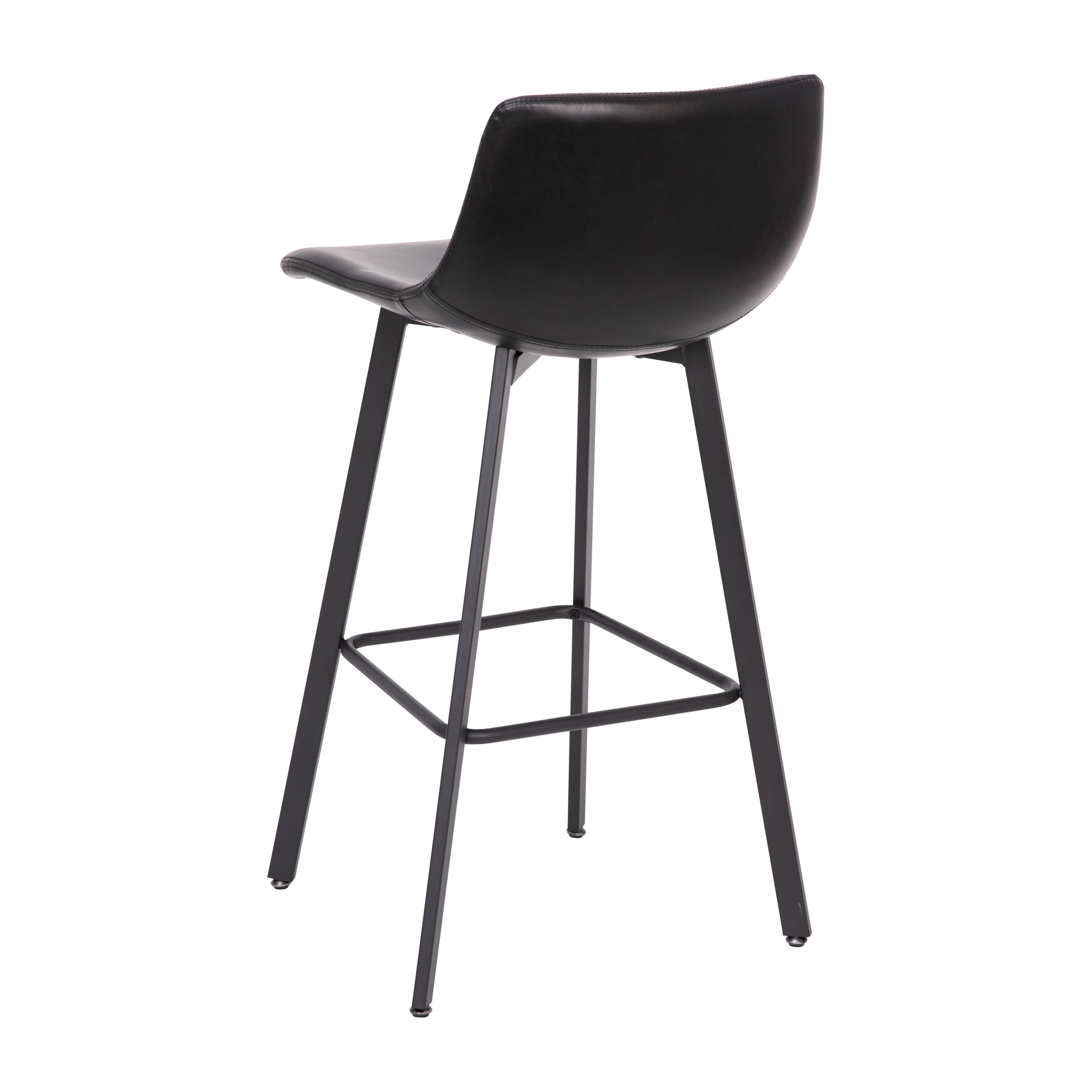 Black Faux Leather and Metal Counter Stool Set