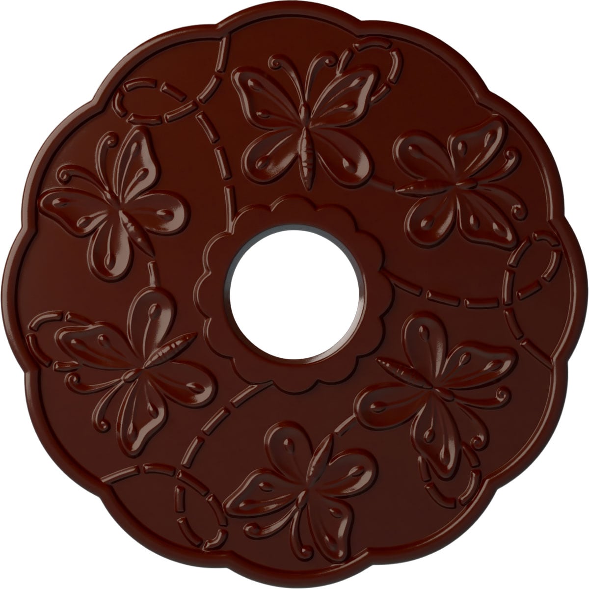 Ekena Millwork CM17TSBMF Terrones Butterfly 17.875-in W x 17.875-in L Painted Brushed Mahogany Polyurethane Whole Ceiling Medallion