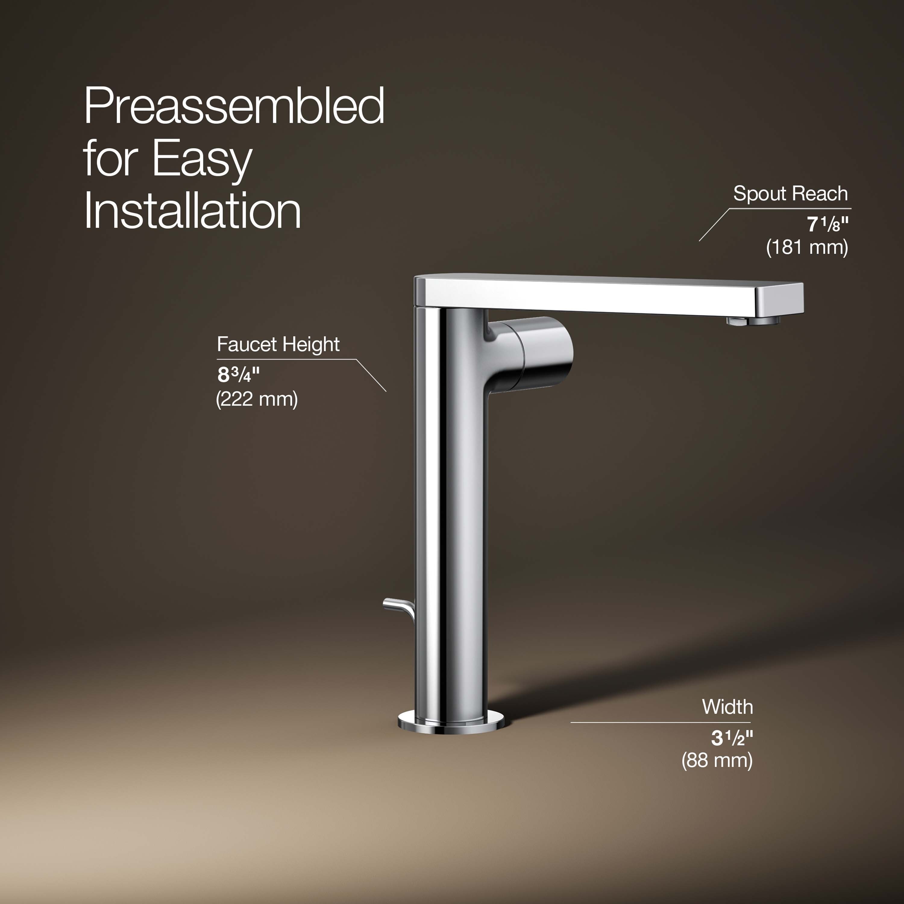 Composed Minimalist Polished Chrome Single-Handle Vessel Sink Faucet
