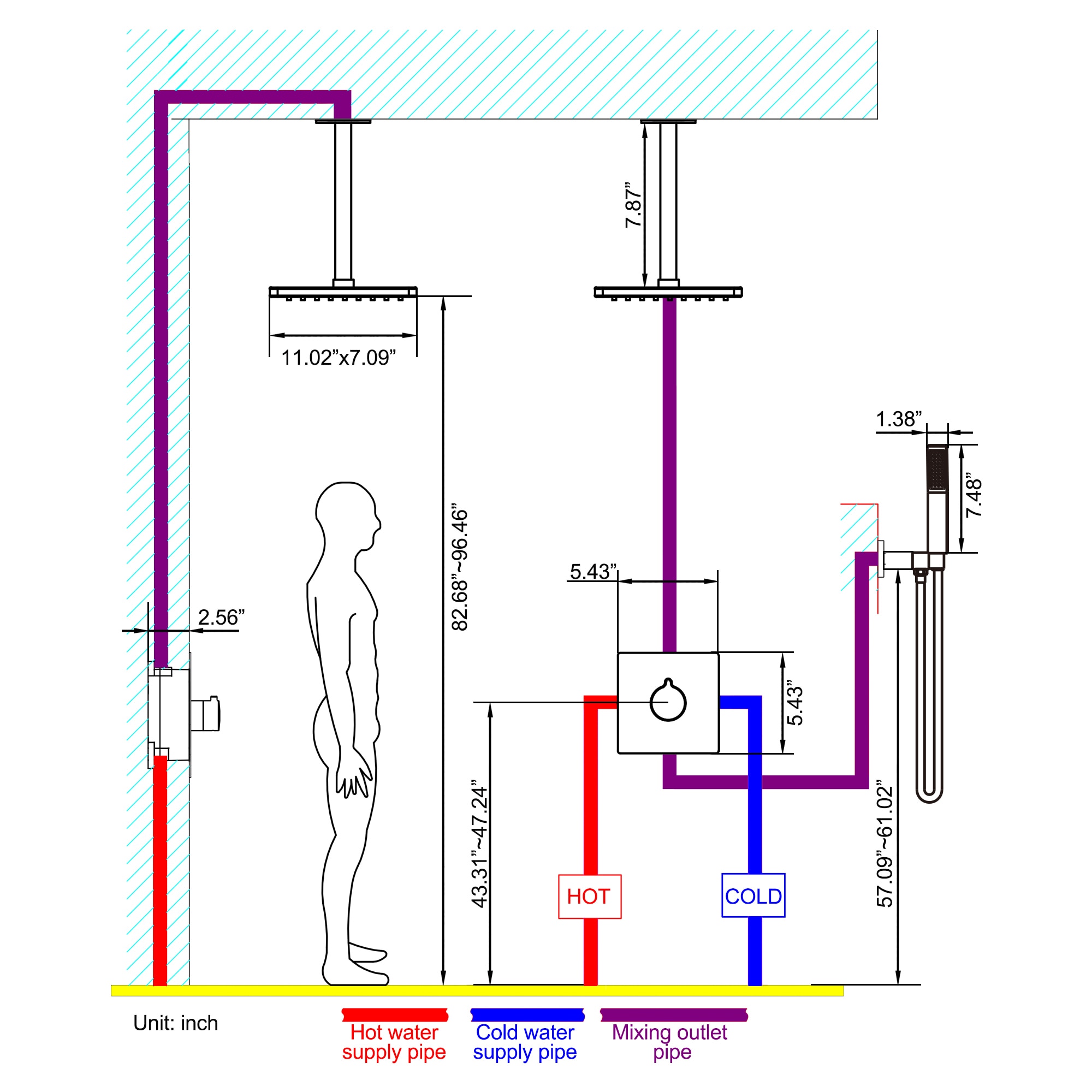 WELLFOR WB-1022 Showerhead-Bar-Panels - View #5