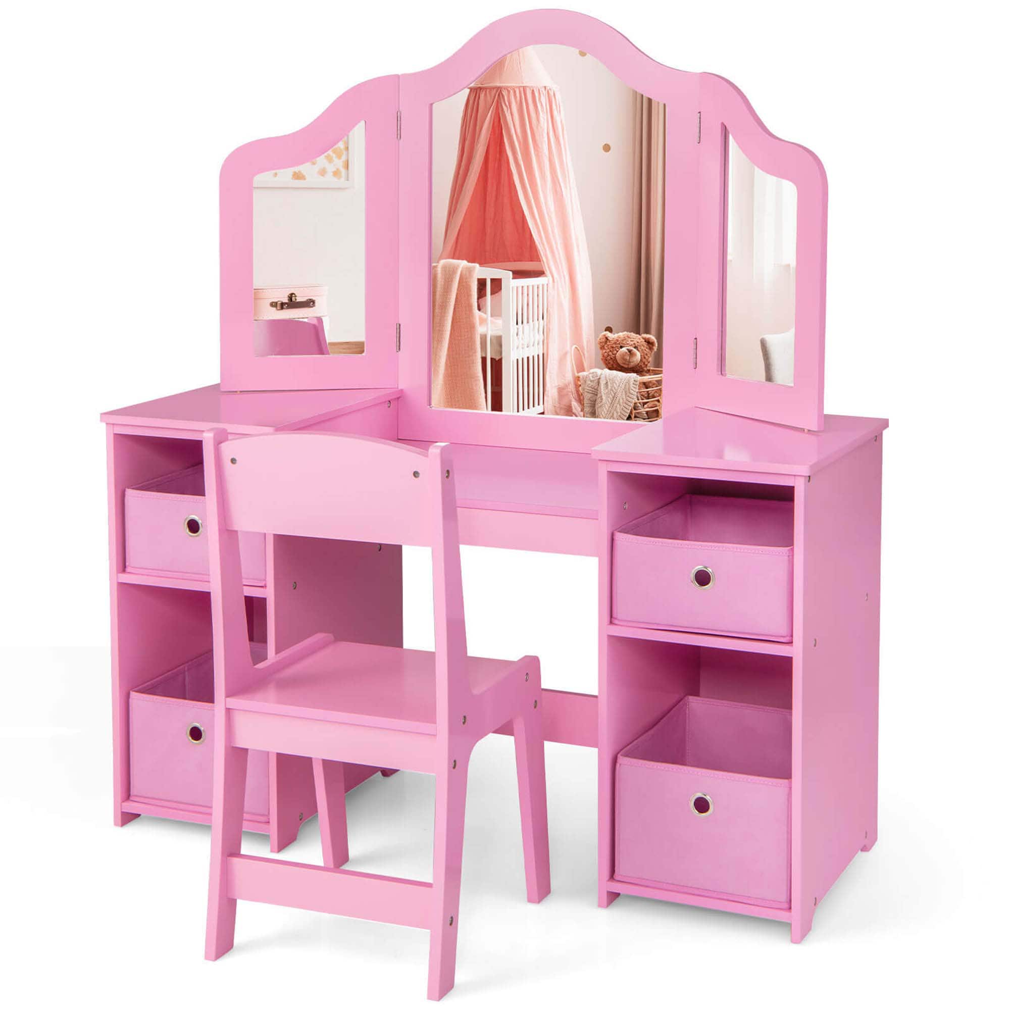 Costway HCST01596 16-in Pink Makeup Vanity