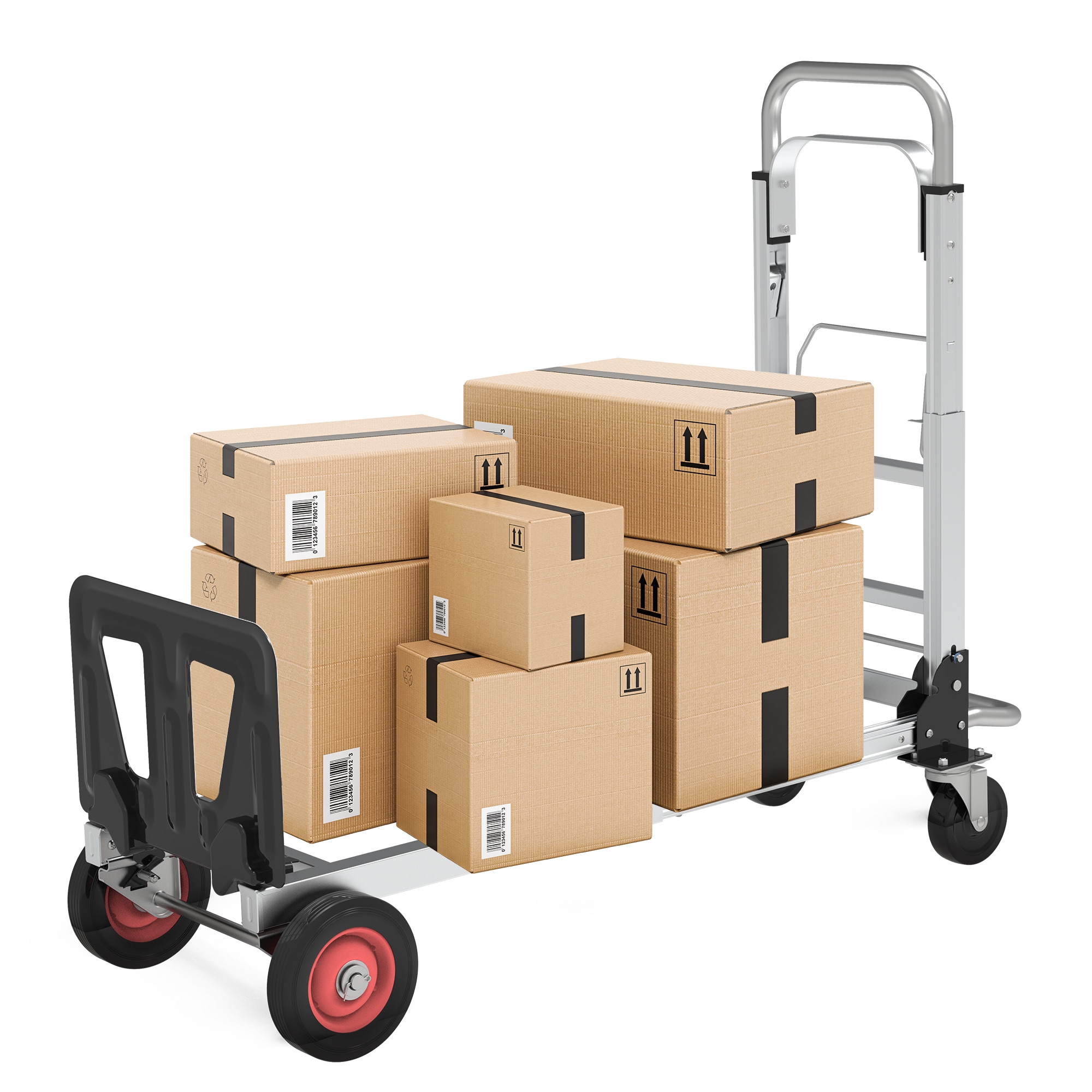 Tatayosi JL-290533 3 in 1 Convertible Hand Truck and Dolly with 59in Flat Free Rubber Wheels