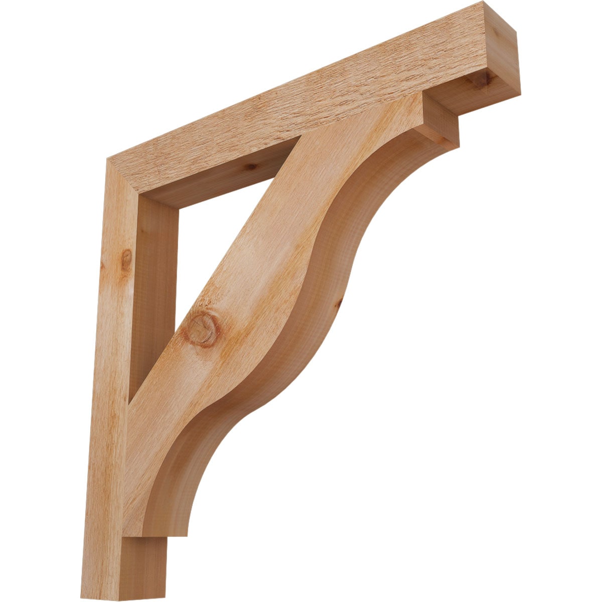 Ekena Millwork BKT04X32X32FST05RWR Funston Block Rough Sawn 4-in x 32-in x 32-in Western red cedar Brown Wood Standard bracket