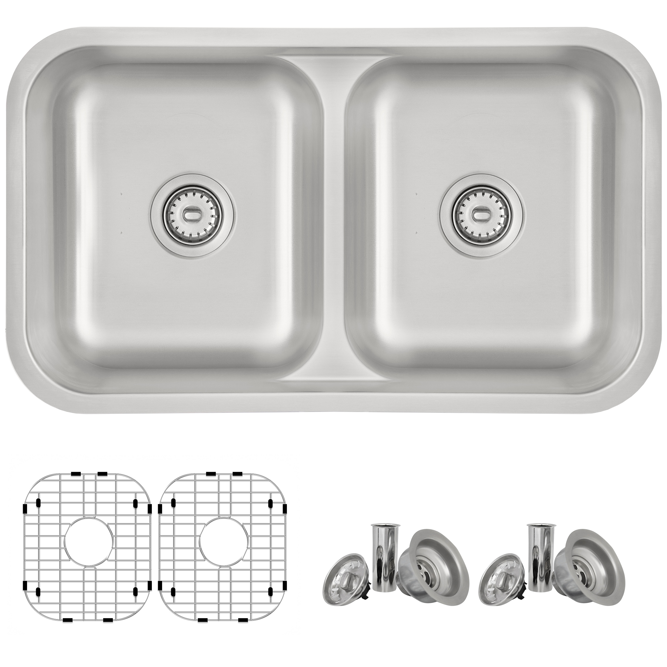 Stylish S-202XTG Canda Drop-in or undermount 32.25-in x 18.88-in Stainless steel Double equal bowl 16 -Gauge Kitchen Sink
