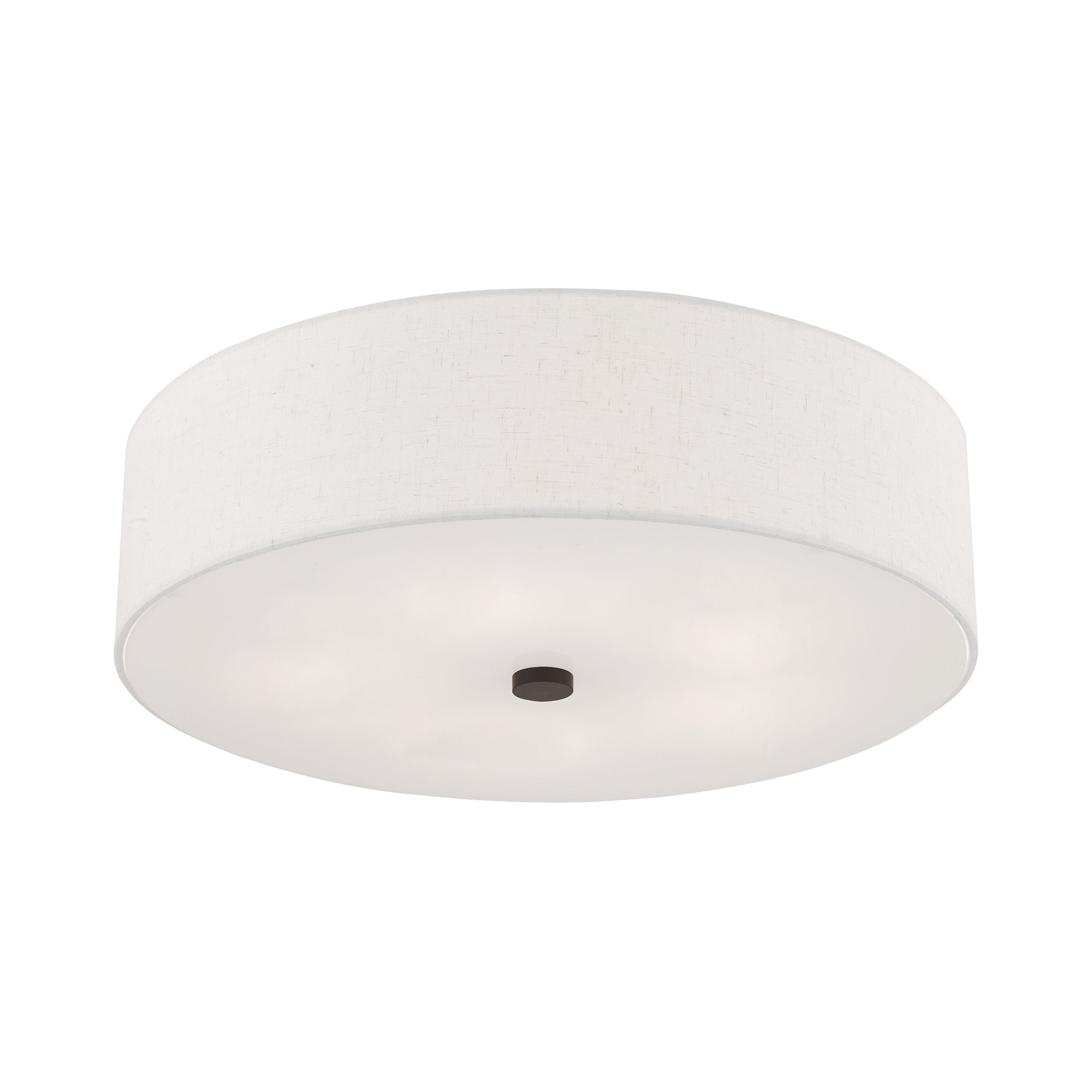 English Bronze 5-Light Semi-Flush Mount with Fabric Drum Shade