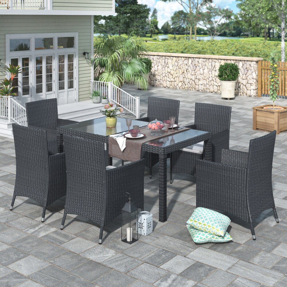 7 piece outdoor wicker rattan furniture set