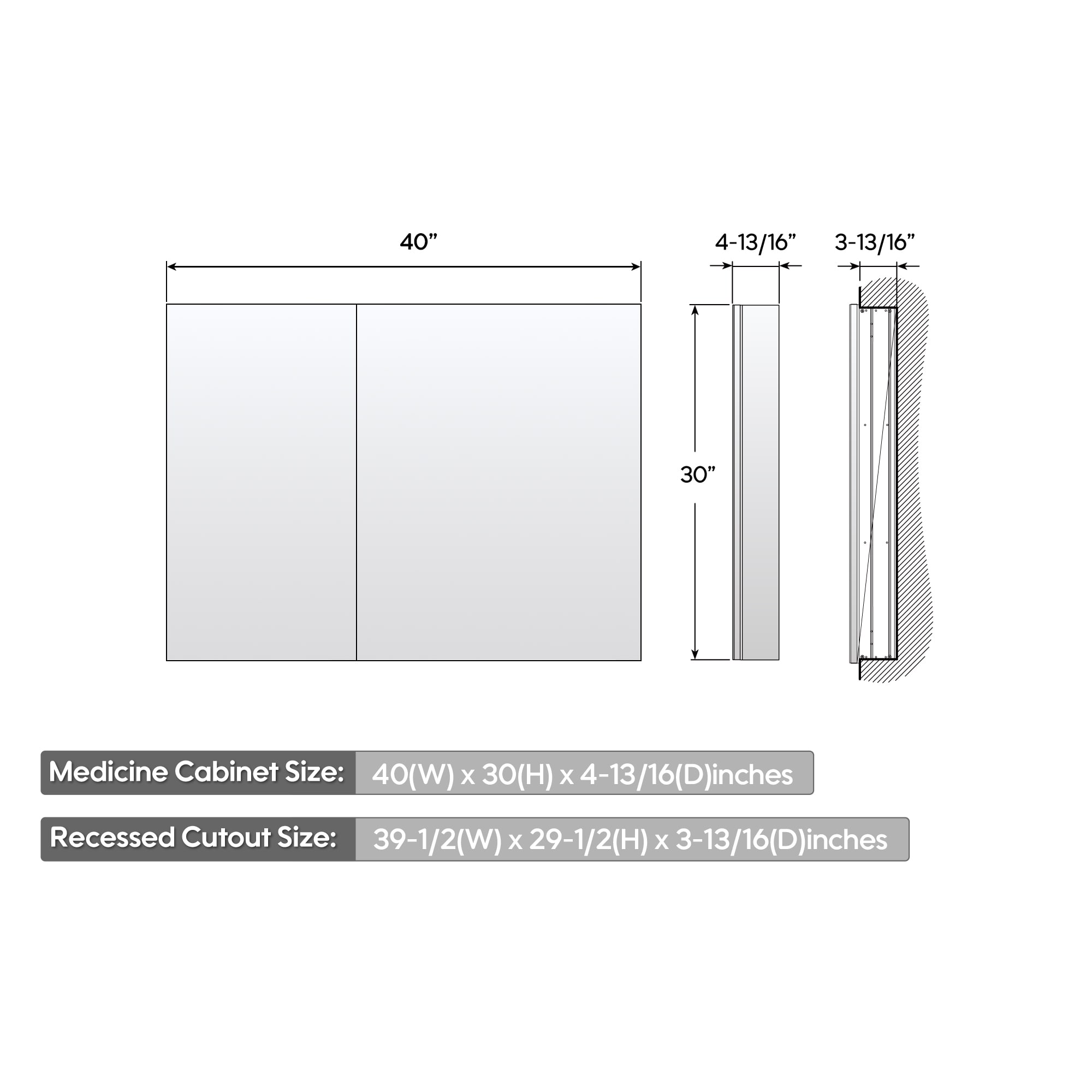 Forclover HBM-2820WH Bathroom-Medicine-Cabinets - View #11