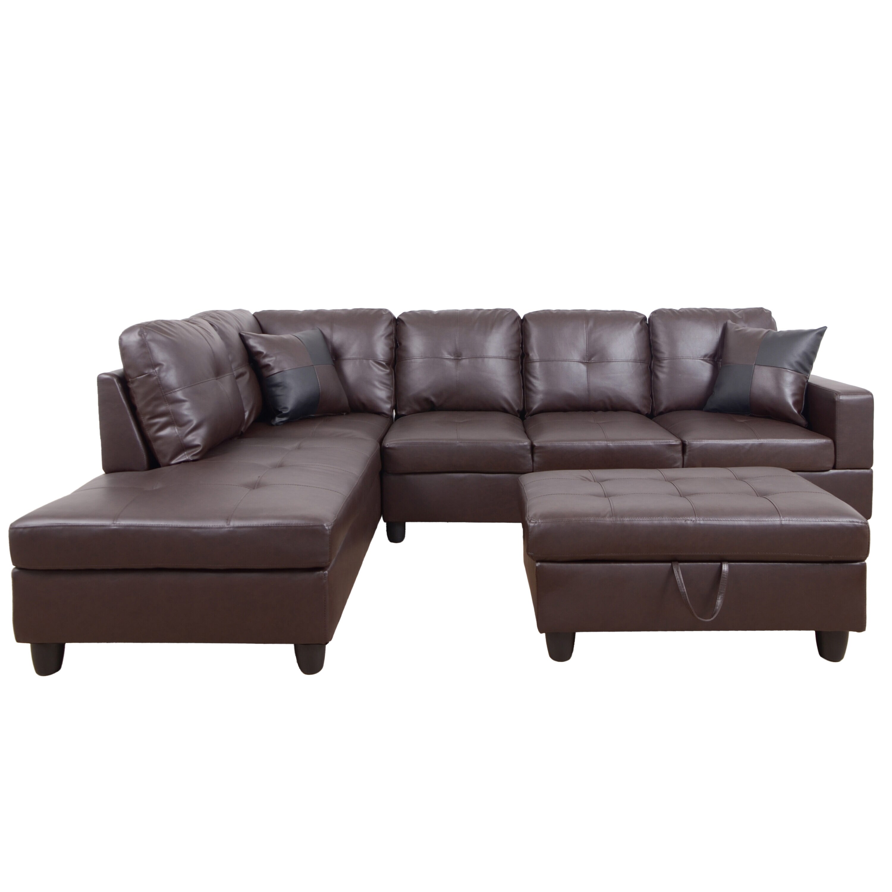 Siavonce XHF093A 74.5-in Modern Brown Faux leather Sofa