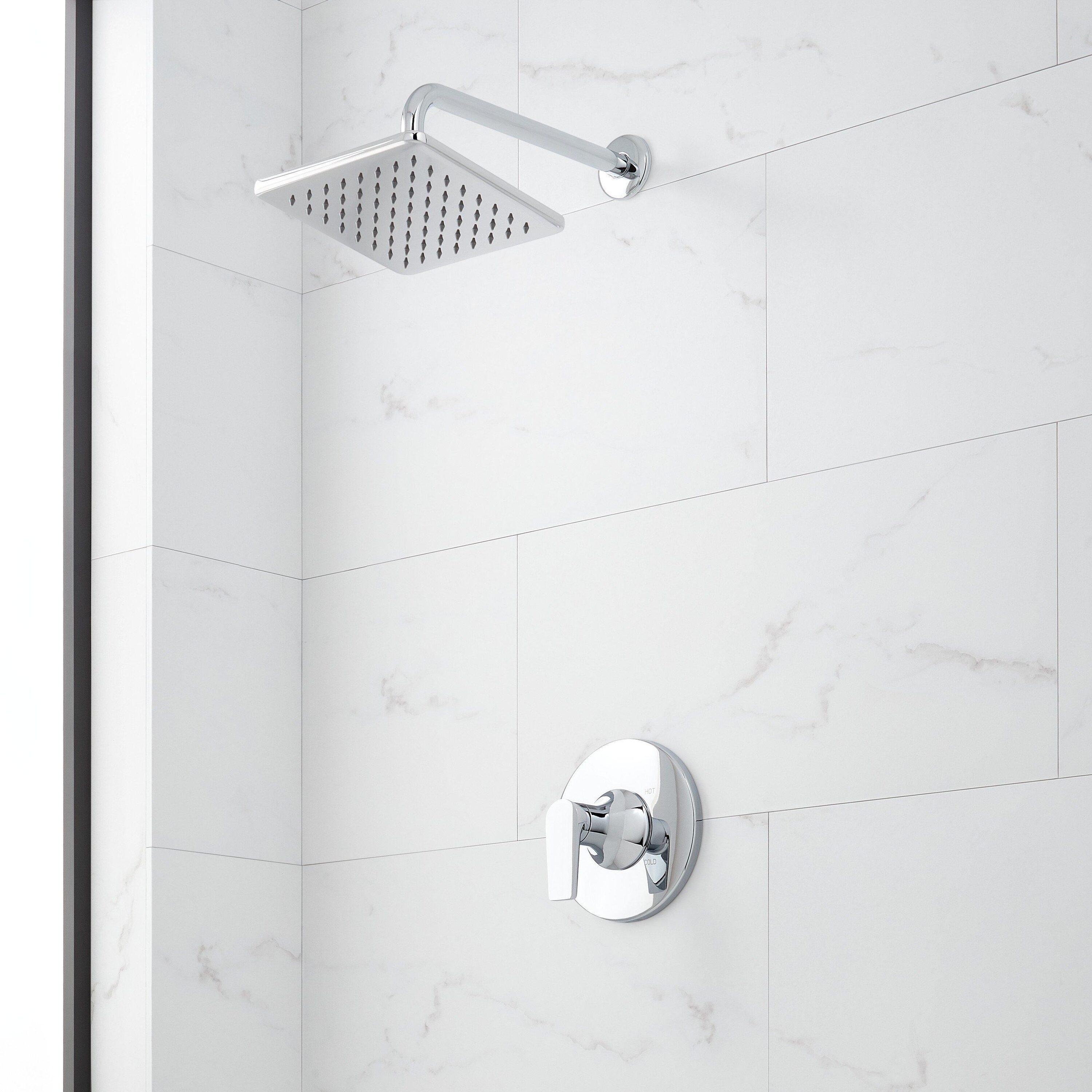 Signature Hardware 482788 Chrome 1-handle Single function 7.875-Inches Square Bathtub and shower Faucet with Valve