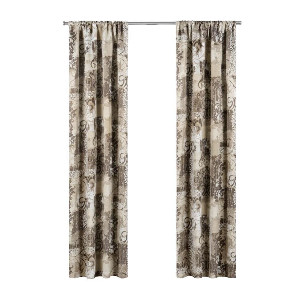 Eclipse 16546037063NAT 63-Inches Natural Geometric Blackout Rod pocket Single curtain panel
