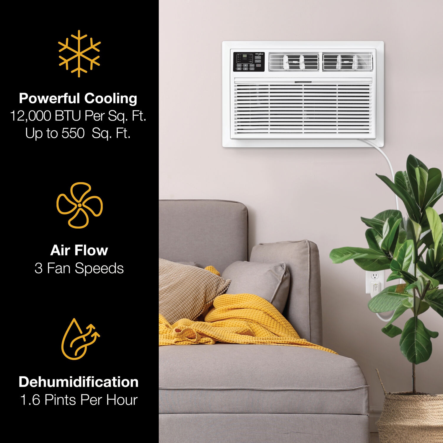 Whirlpool 12000-BTU 550-sq ft 115-Volt White Through-the-wall Air Conditioner with Remote WHAT121-1BW Sansujyuku sansujyuku.com