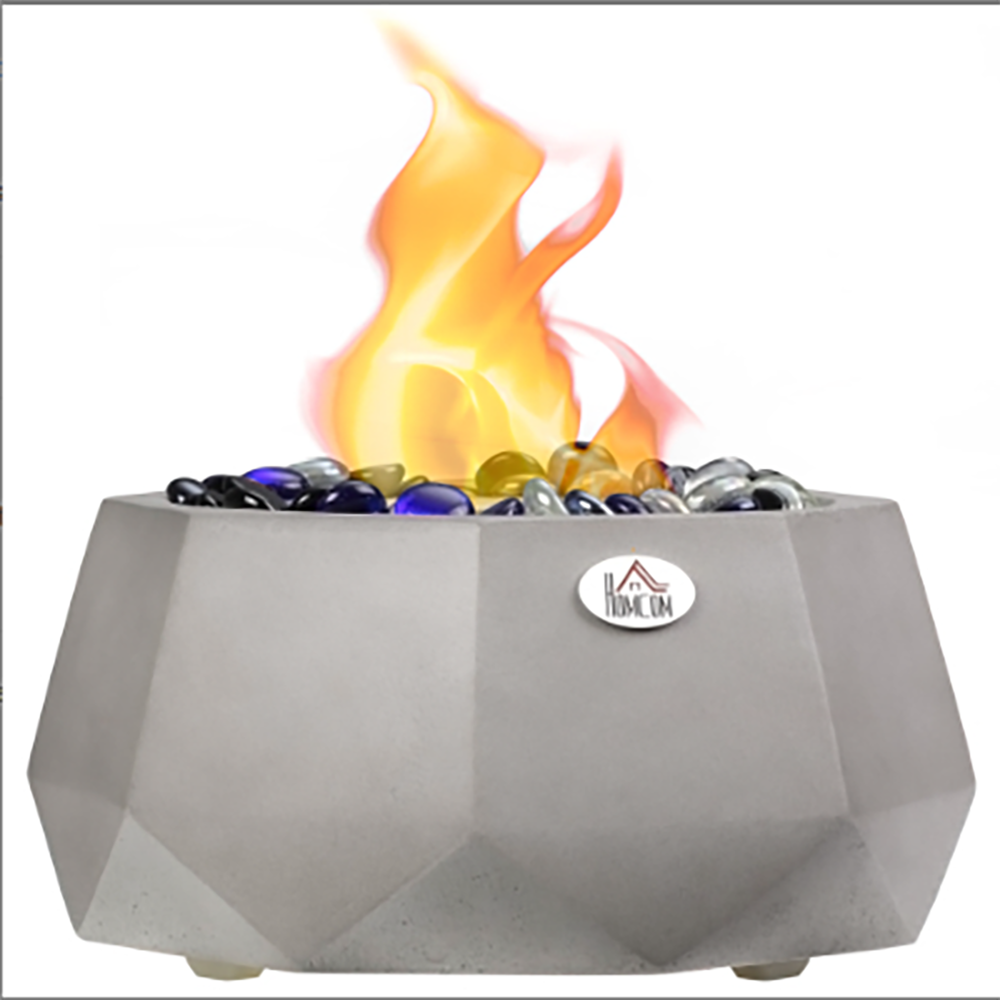 Gray Geometric Concrete Tabletop Fireplace with Lid