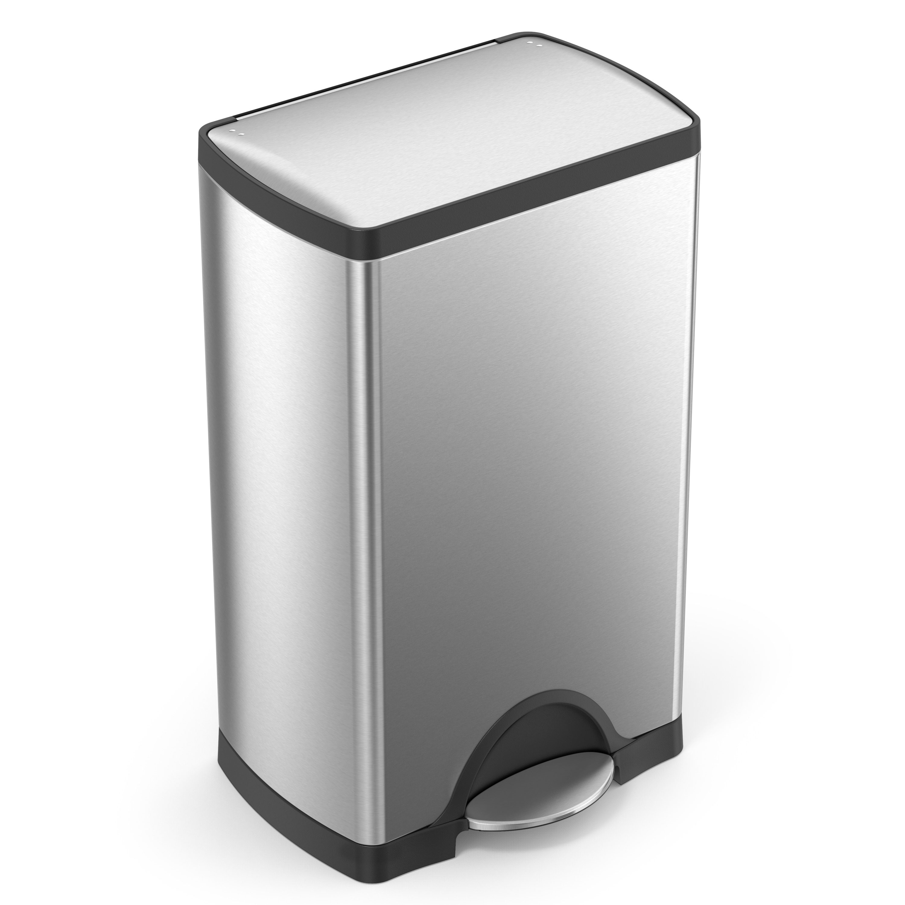 simplehuman 38-Liter Brushed Stainless Steel Steel Trash Can with Lid ...