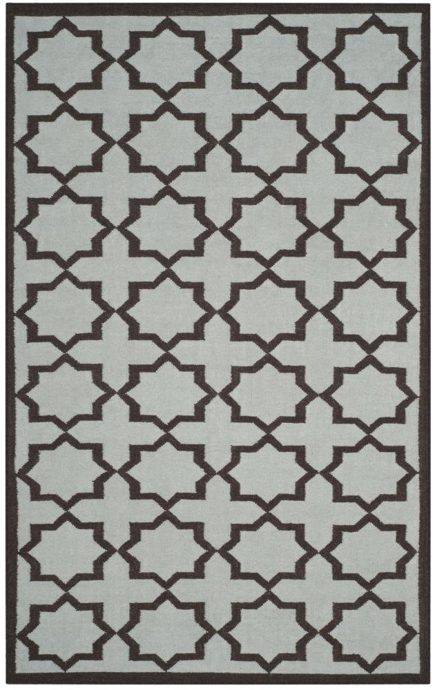 Safavieh DHU549A-6 Dhurries Neva 6 x 9 (ft) Wool Light Blue Rectangular Indoor Geometric Coastal Area rug