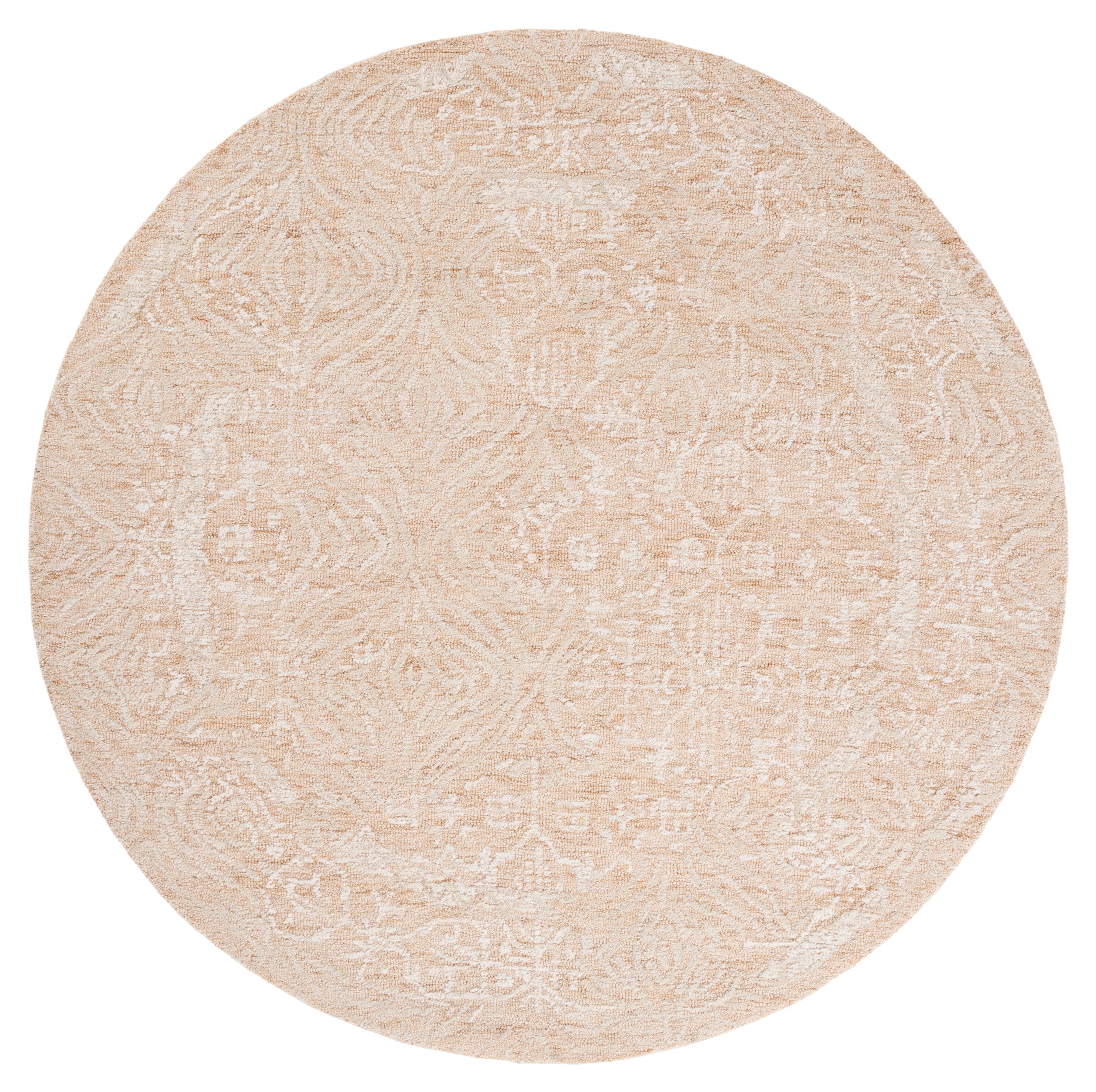 Safavieh MET905D-6R Metro Tiya 6 x 6 (ft) Tufted Wool Gold/Ivory Round Indoor Distressed/Overdyed Farmhouse/Cottage Area rug