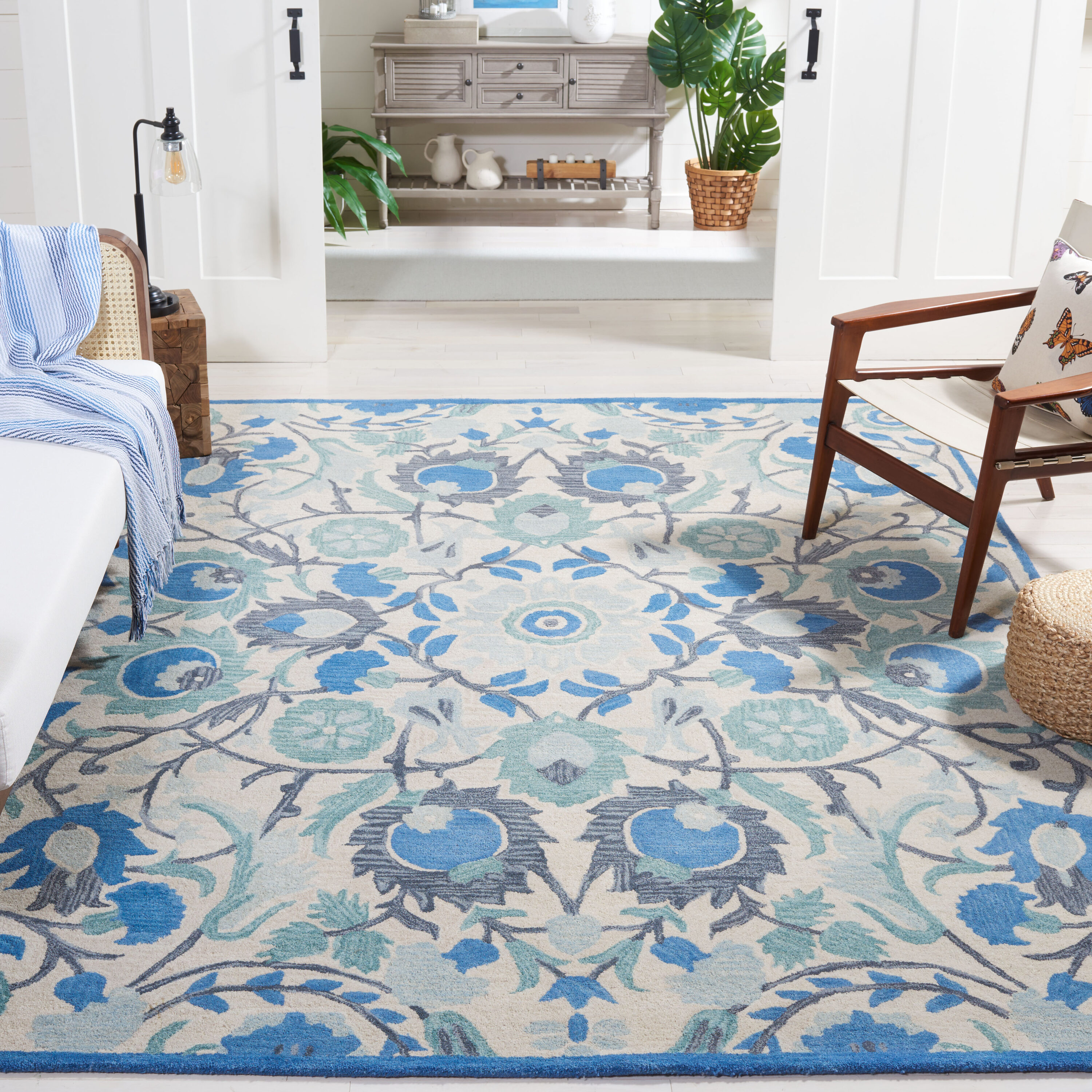  Antiquity 59 Ivory/Blue Traditional 9ft x 12ft Large Rectangle Rug
