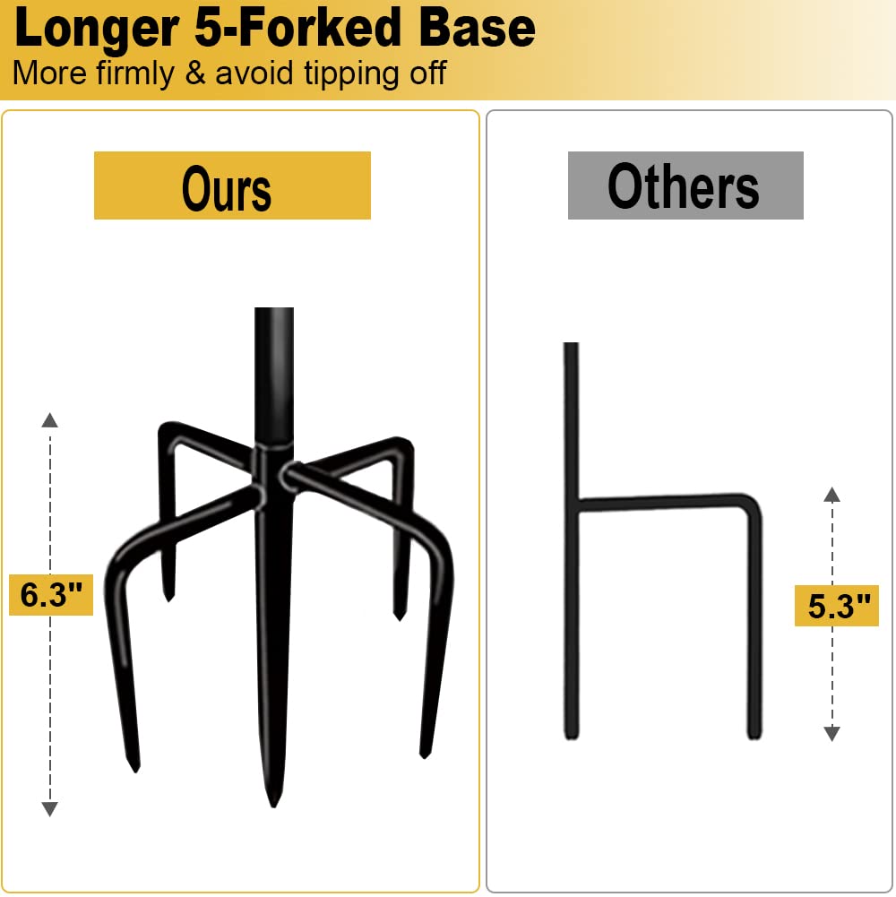 ITOPFOX 49 Inch Garden Yard Flag Stand Holder with 5 Forked Base for 12 ...