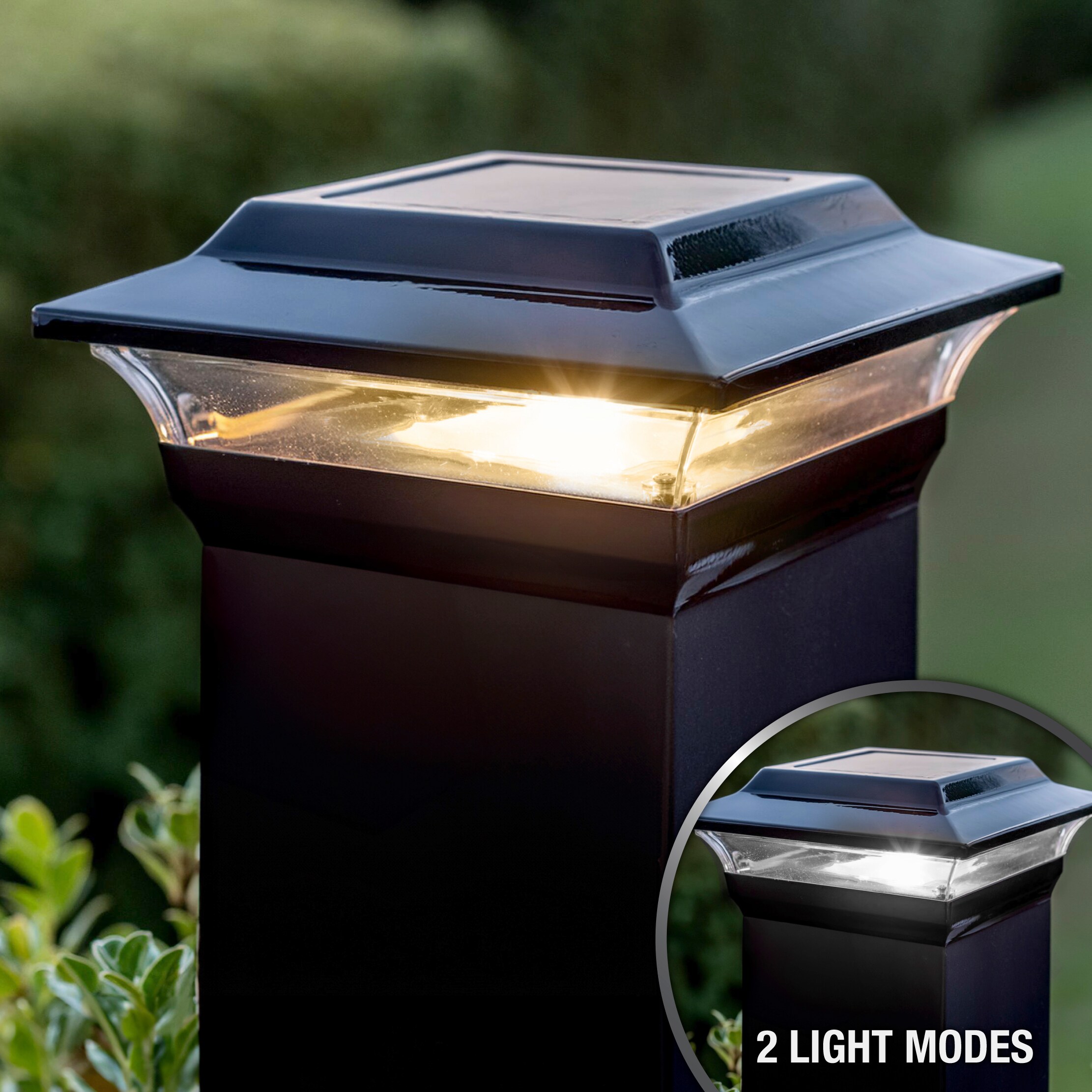 Black Aluminum LED Solar Post Cap Light for 5" x 5" Posts