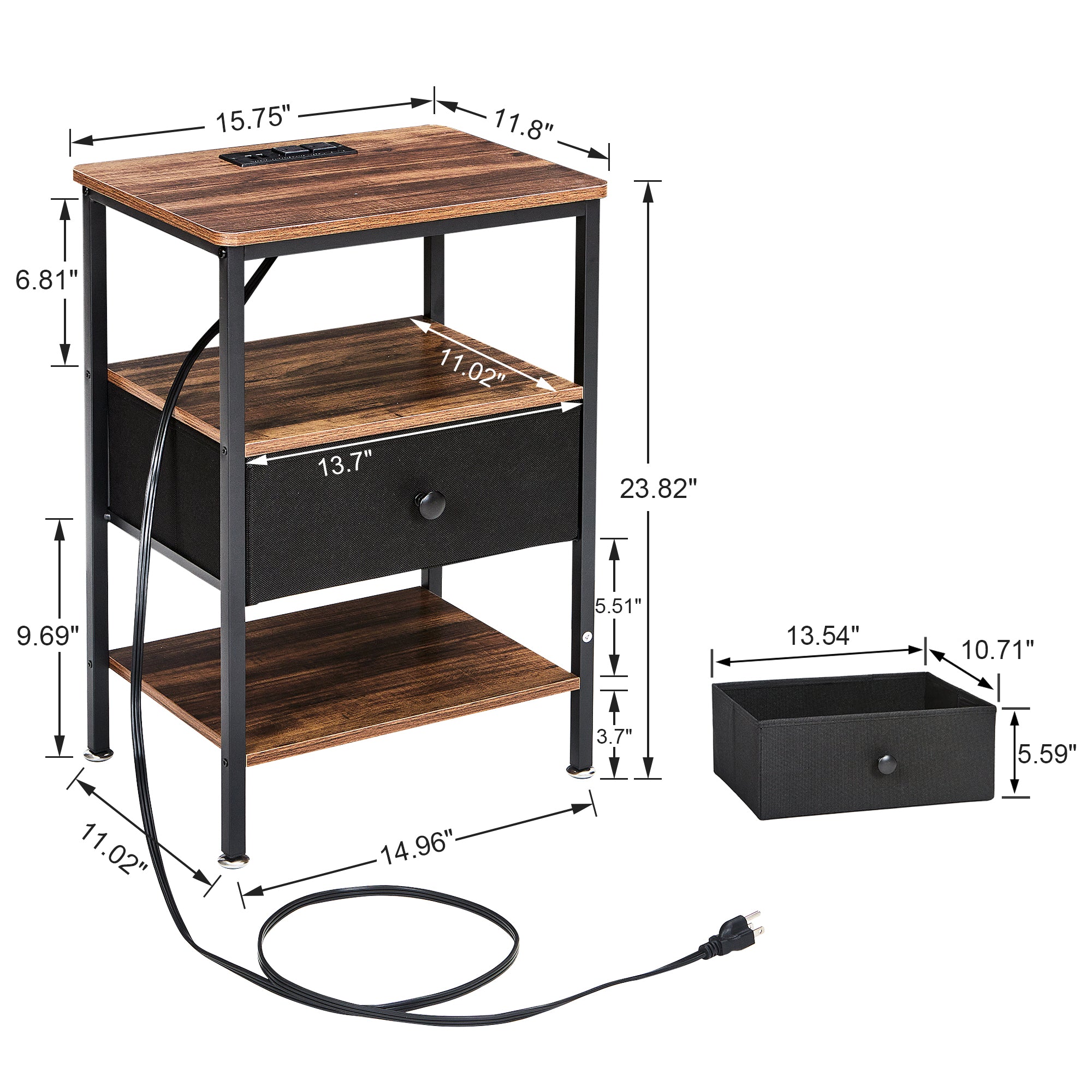 Vecelo LOE-MX-CNS02-BRN End-Tables - View #3