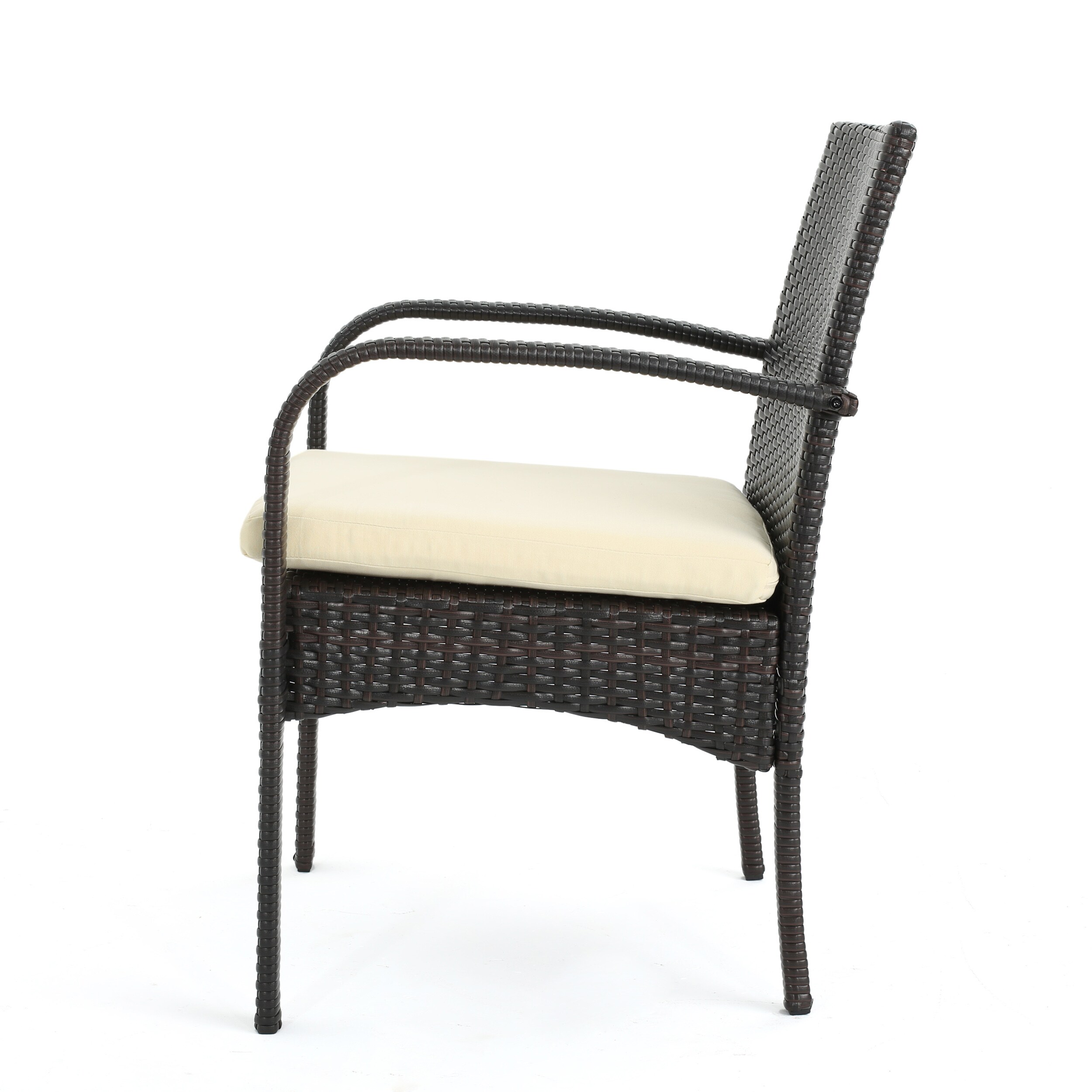 Belen Outdoor Acacia Wood Dining Set with Wicker Chairs