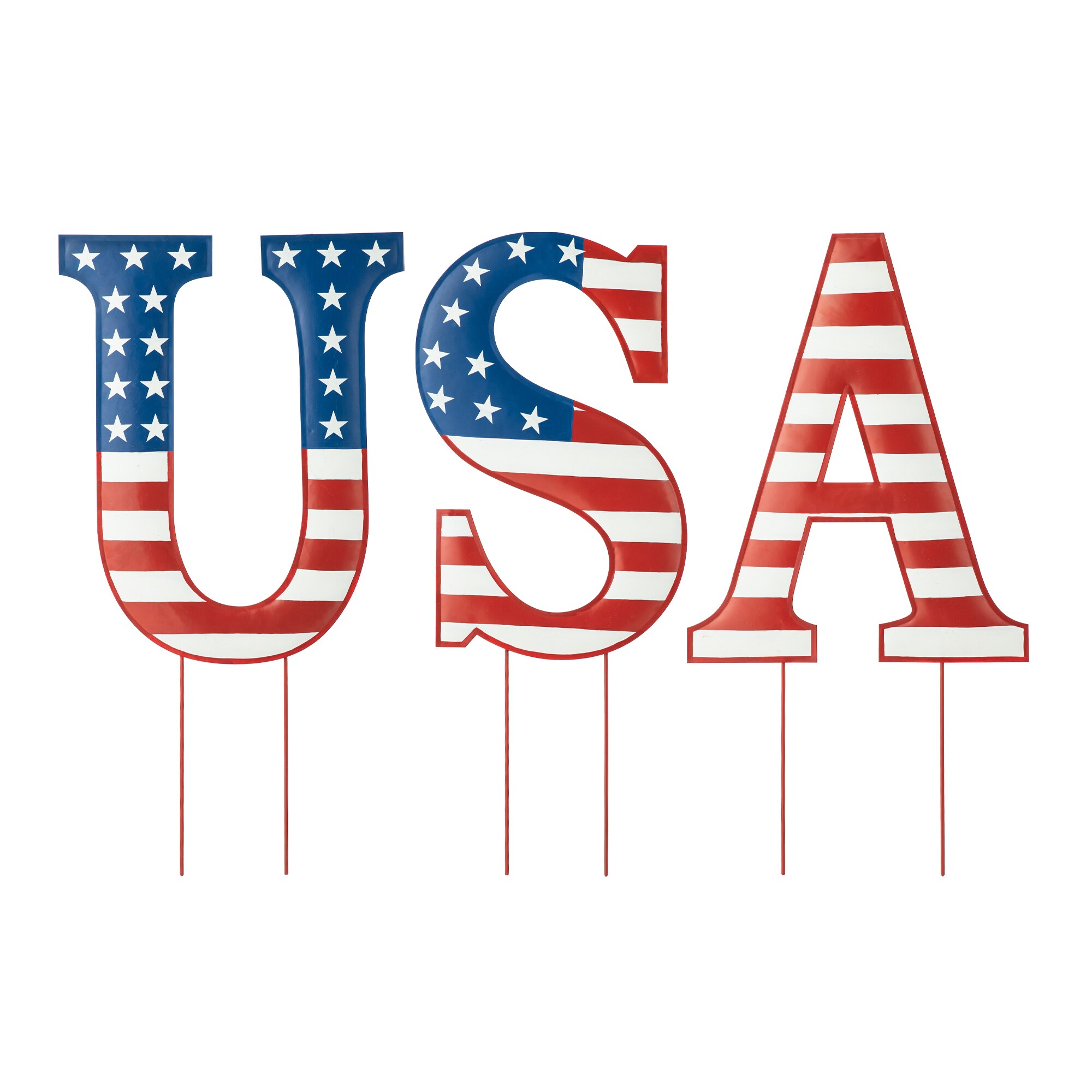 Glitzhome 2027300009 Metal Outdoor Free standing decoration Stars 4th of July Decor