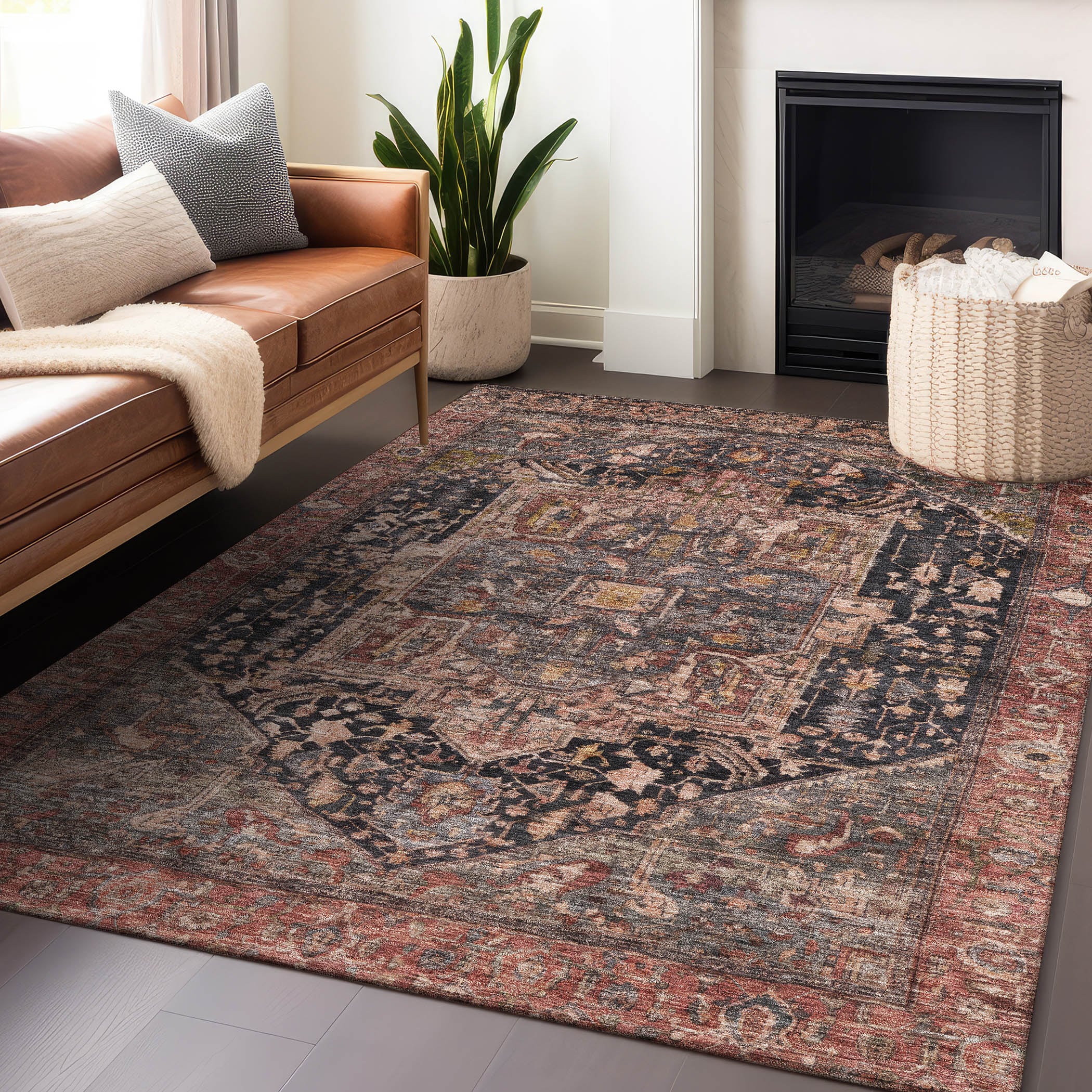 Addison Rugs ACN1240CC5X8 Chantille ACN1240CC 5 x 7 (ft) Polyester Charcoal Rectangular Indoor/Outdoor Geometric Machine washable Area rug