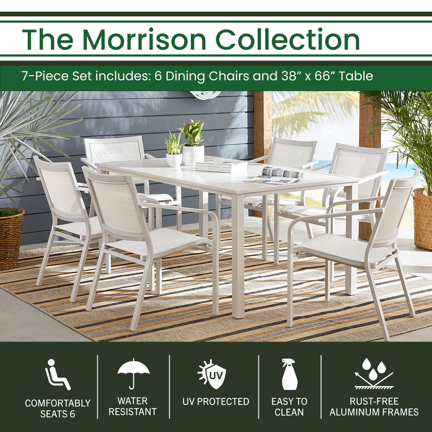 Hanover MORDN7PC-WHT Patio-Dining-Sets - View #2