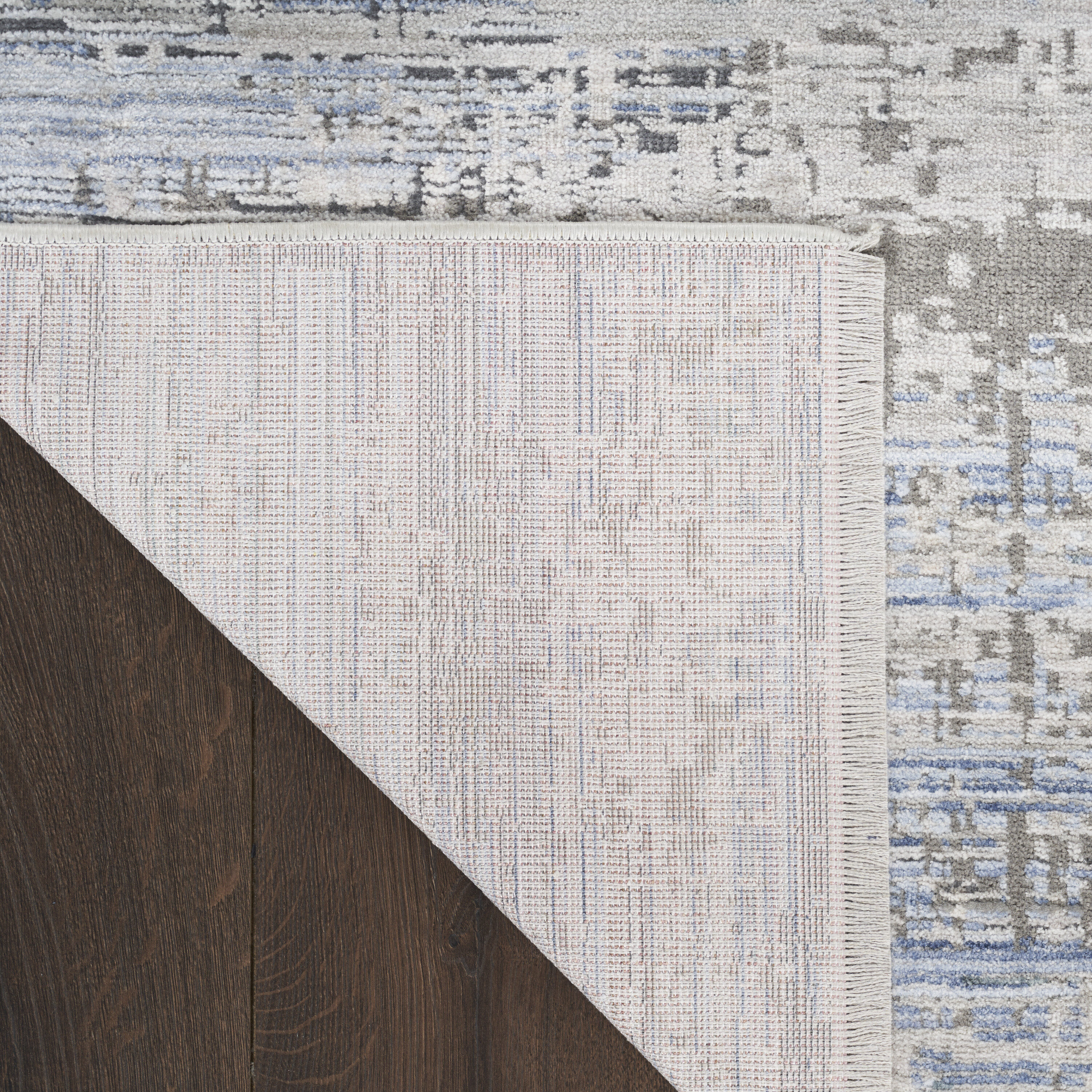 Blue and Gray Abstract 8' x 10' Stain-Resistant Synthetic Rug
