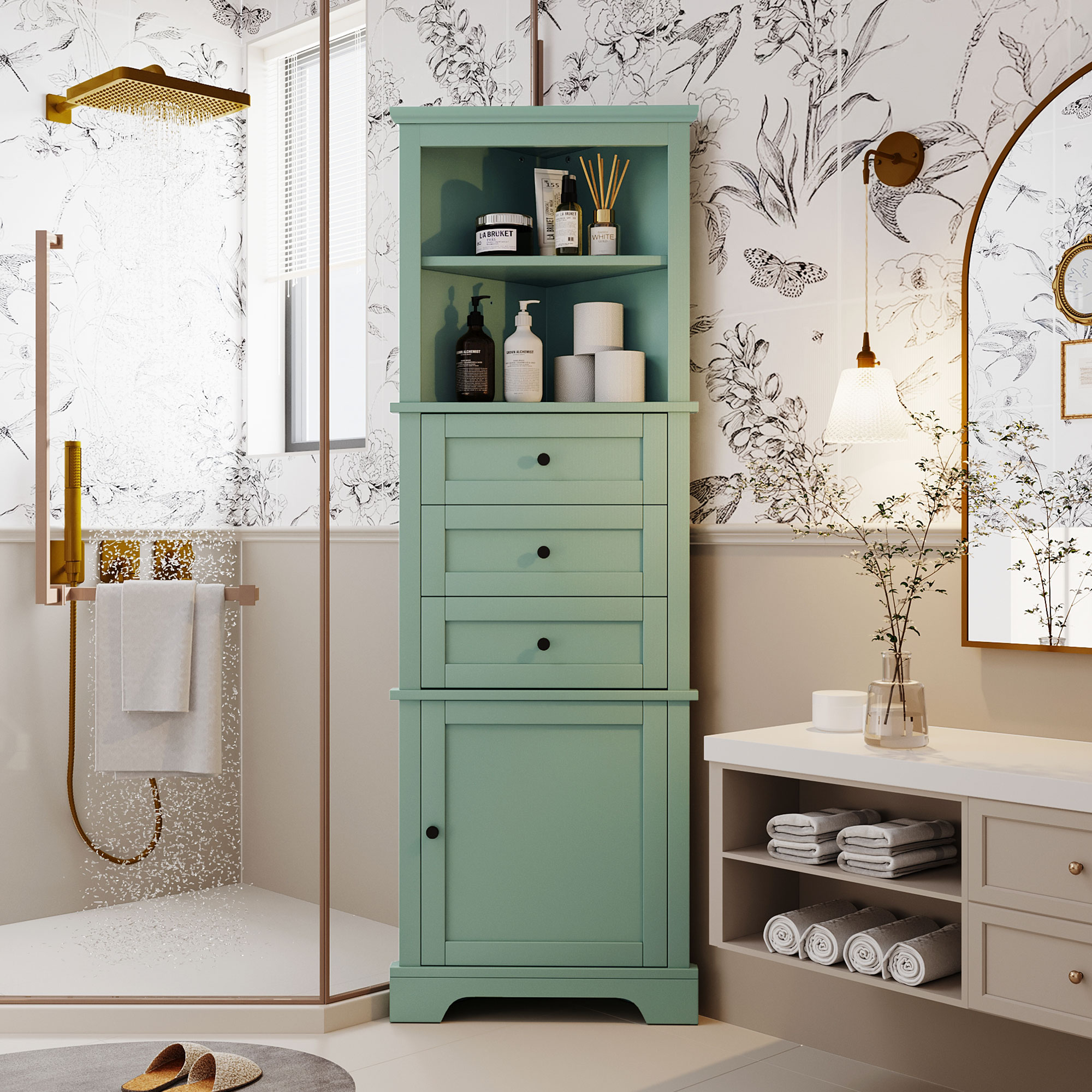 Hrinhom BA07-GREEN Linen-Cabinets - View #2