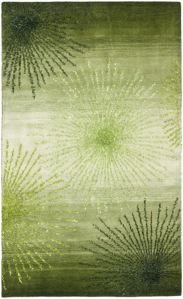 Safavieh SOH712G-4 Soho Starburst 4 x 6 (ft) Tufted Wool Green/Multi Rectangular Indoor Abstract Area rug