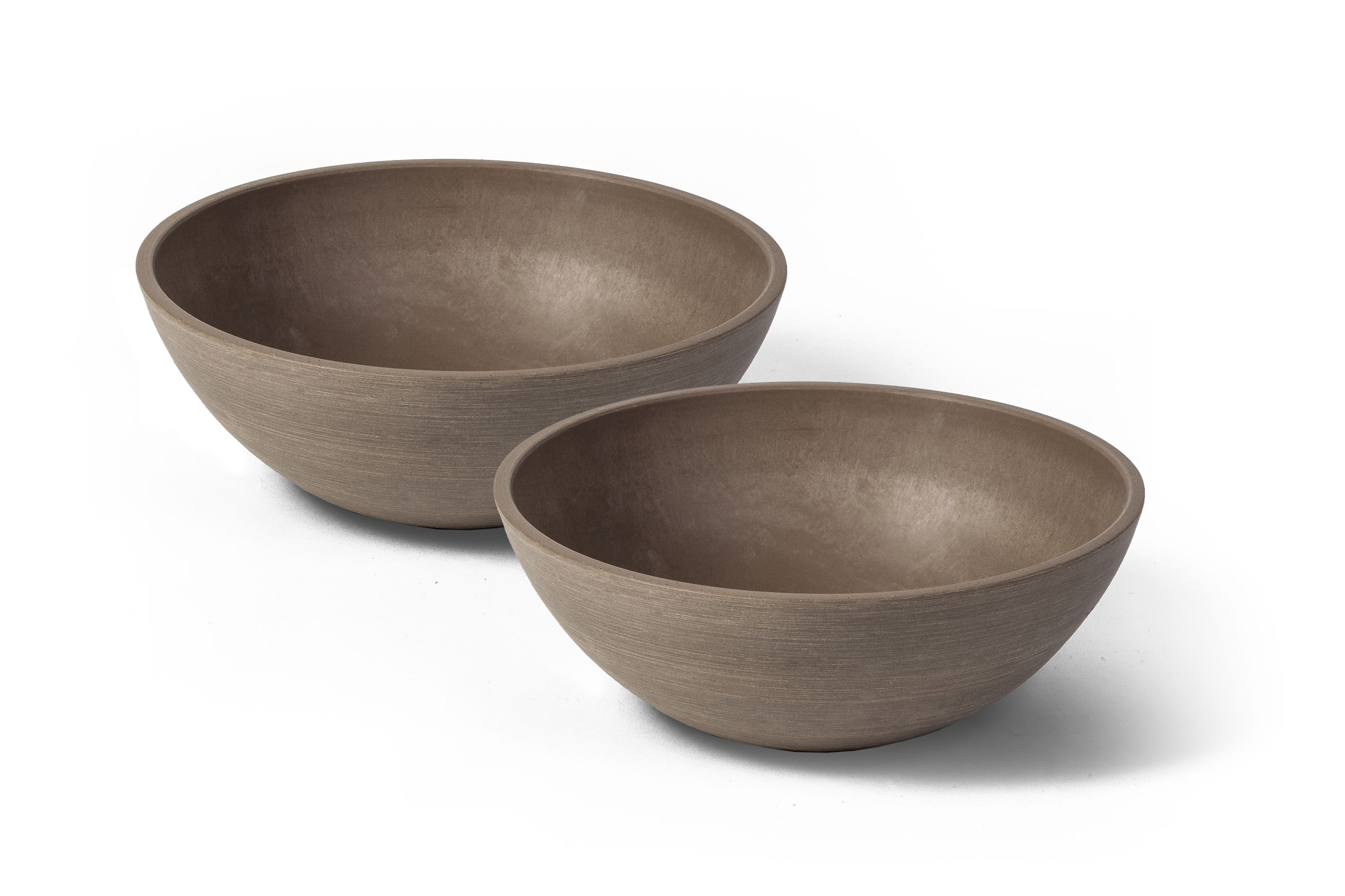 Algreen Products 13832 2 -Pack Round 4.75-Inches W Medium Brown Mixed/Composite Indoor/Outdoor Low bowl planter with Drainage Holes