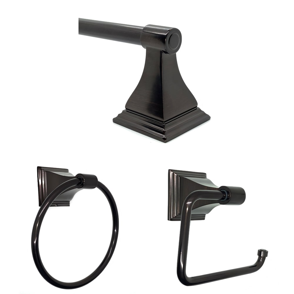 ARISTA 1703-3SET-ORB 3 -Piece Leonard Oil Rubbed Bronze Decorative Bathroom Hardware Set Towel Bar, Toilet Paper Holder, Towel Ring Included