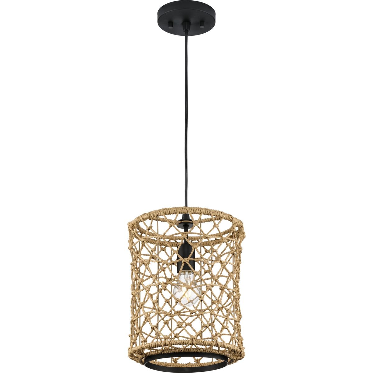 Chandra 10" Matte Black Handwoven Geometric Pendant Light