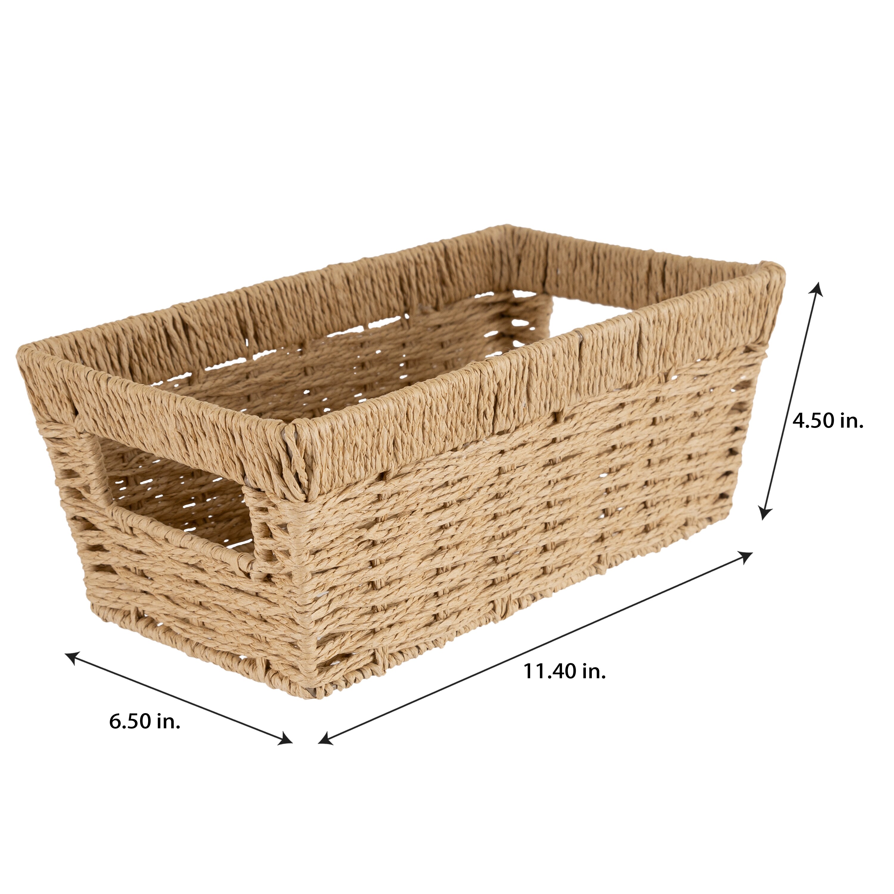Natural Beige Paper Rope Rectangular Storage Basket
