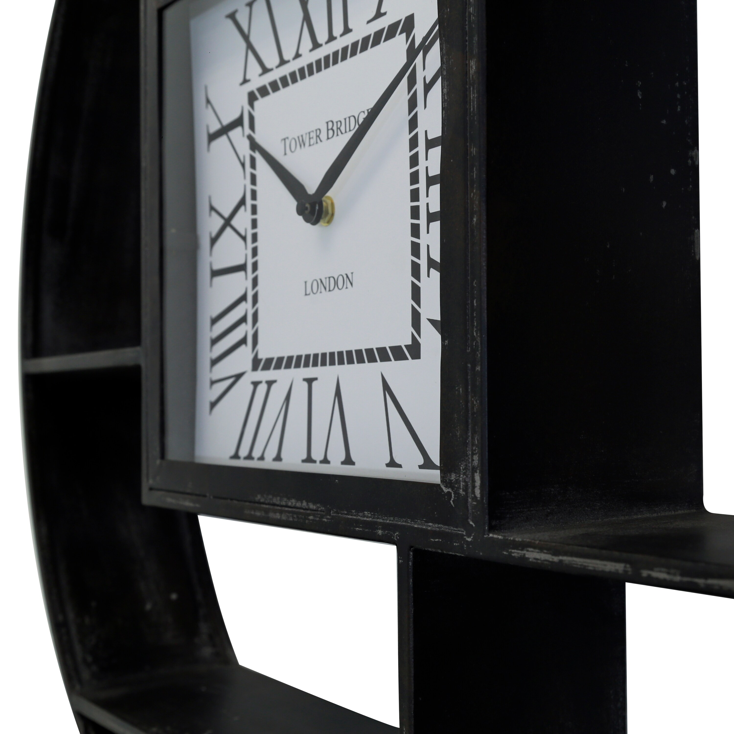 Yosemite Home Decor Modern Black and White Metal Shelf Wall Clock with  Roman Numerals - 10x10 Inch Analog Display - Battery Operated in the Clocks  department at