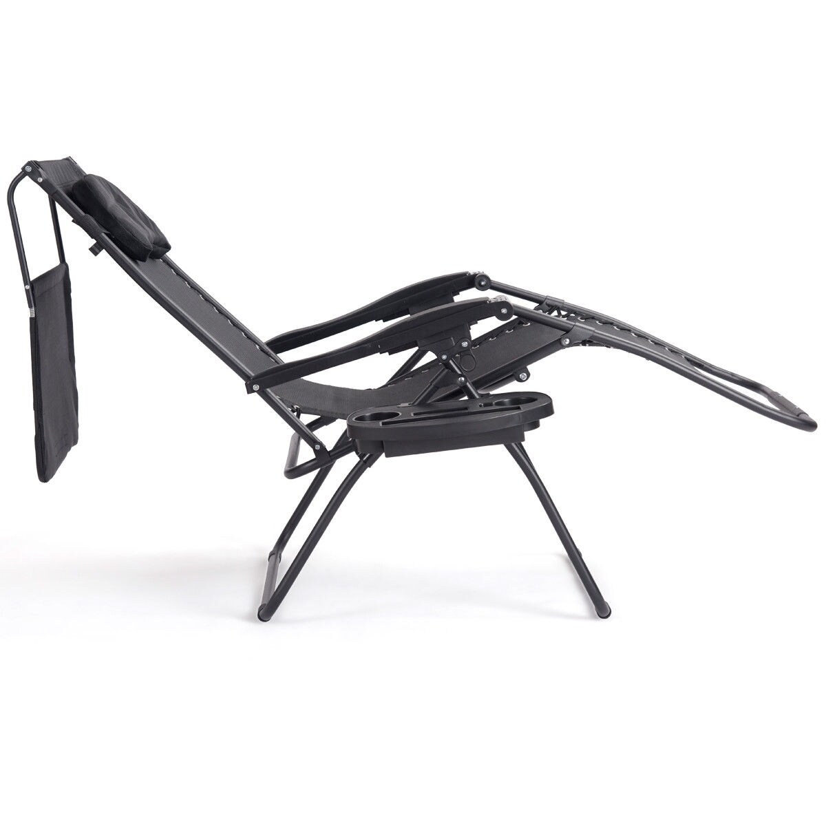 CASAINC Black Steel Frame Stationary Chaise Lounge Chair CASAINC Black Steel Frame Stationary Chaise Lounge Chair